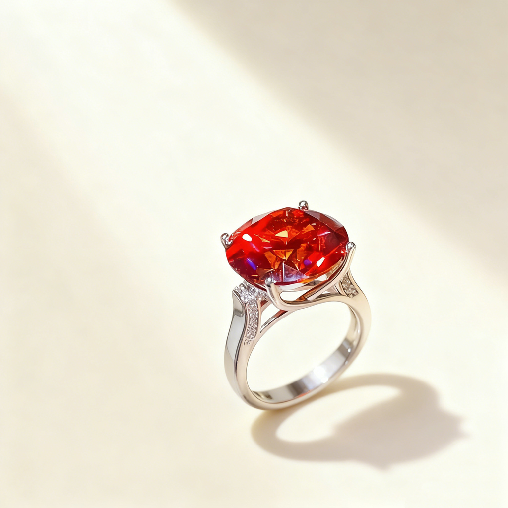 Dove Blood Red Moissanite Ring