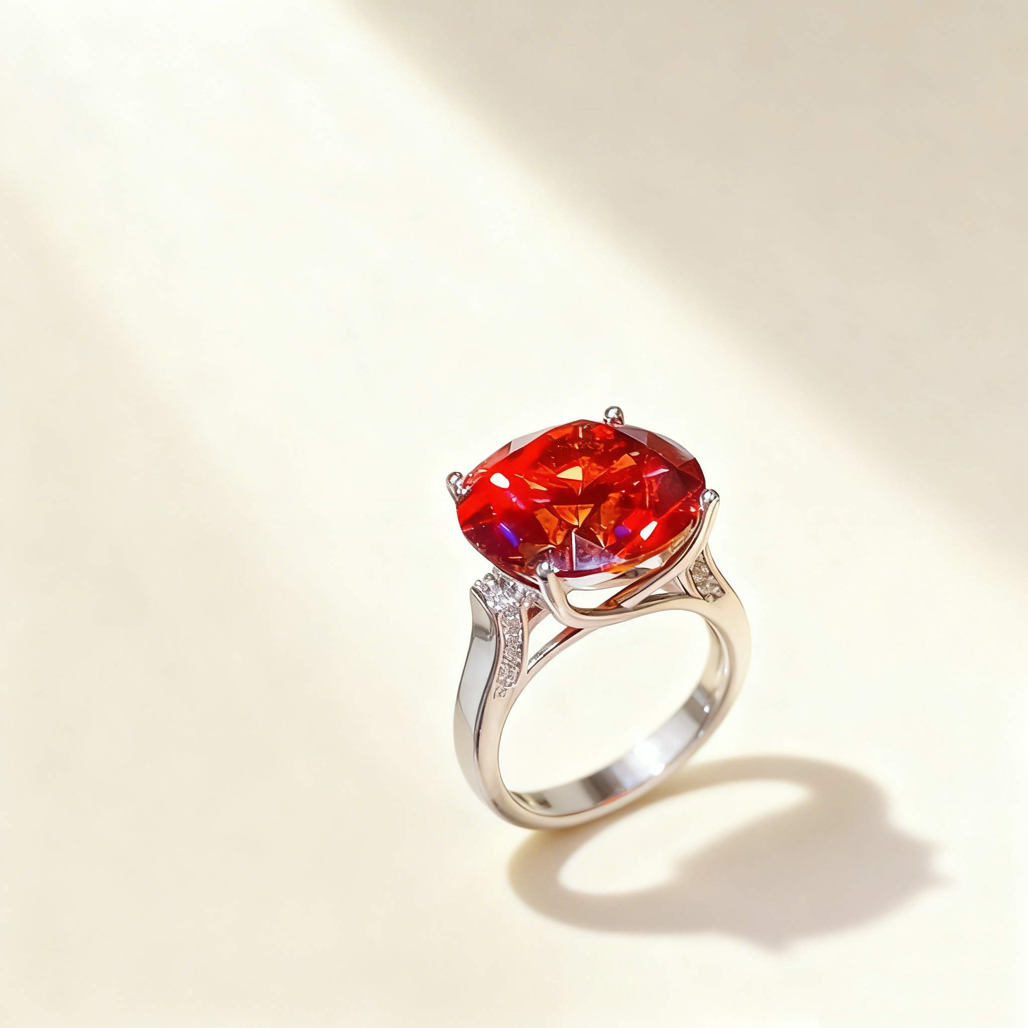 Dove Blood Red Moissanite Ring