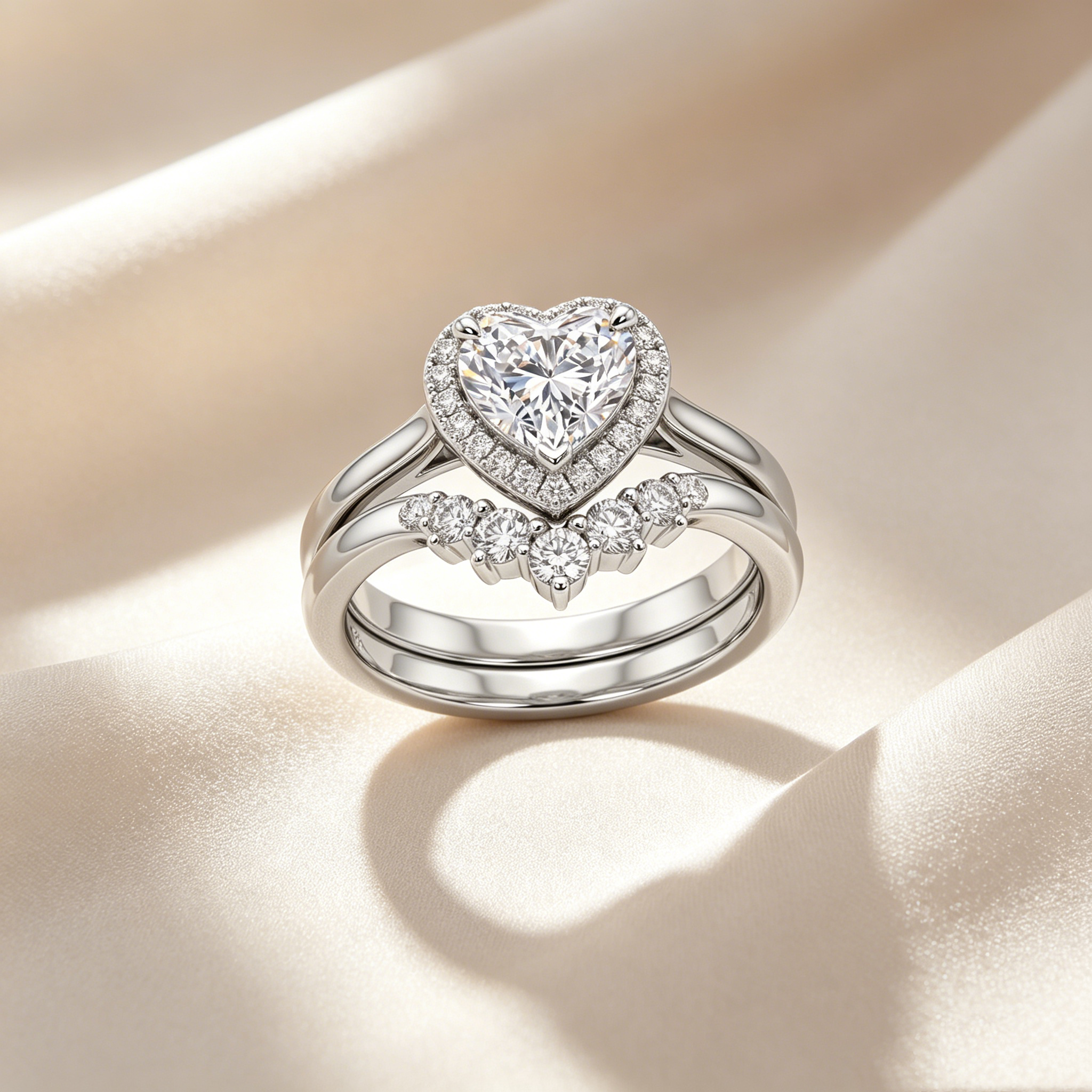 Heart Halo Ring Set