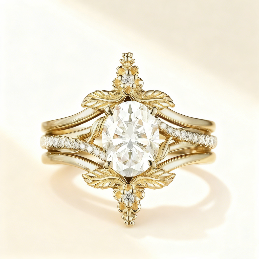 Gold Flower Stackable Ring Set