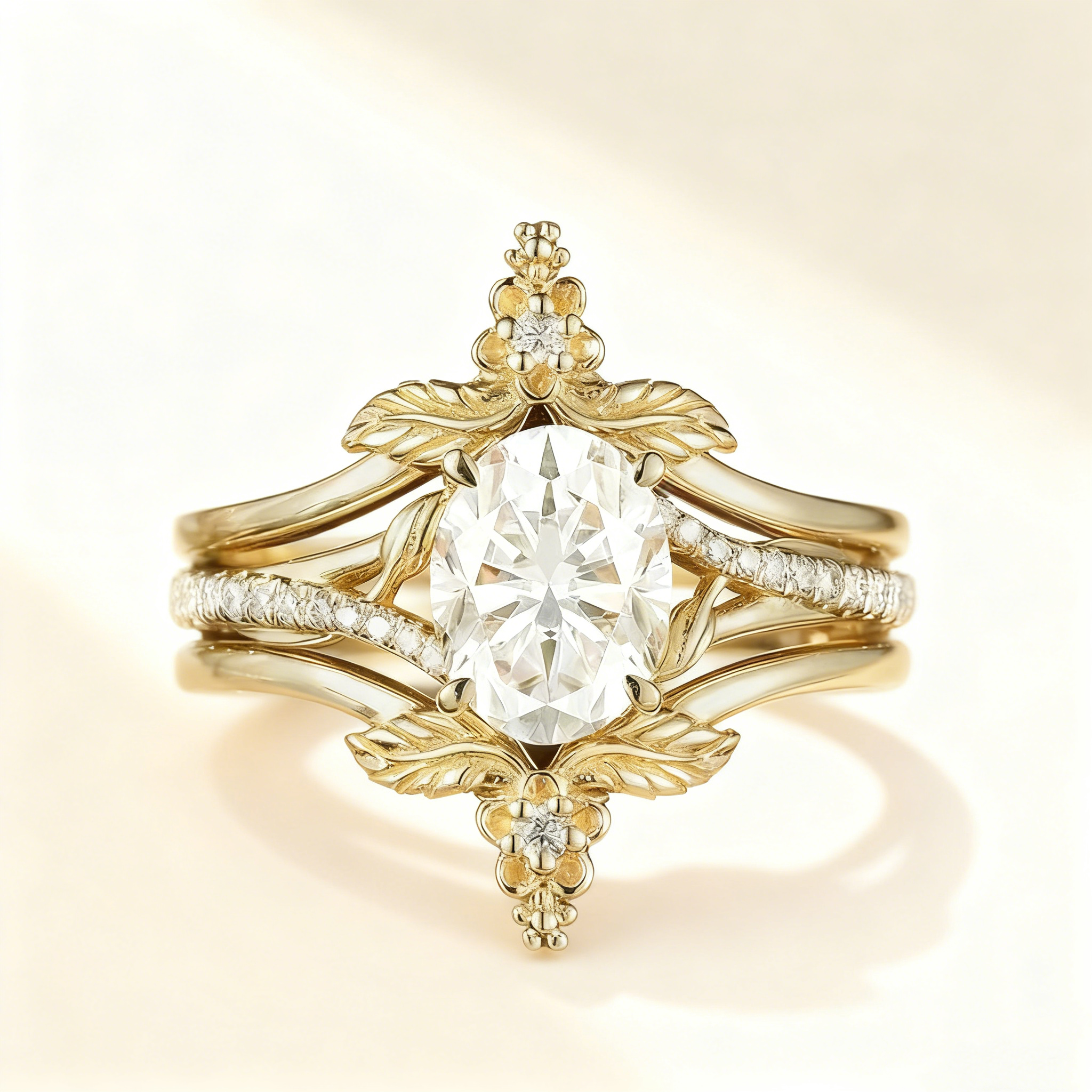 Gold Flower Stackable Ring Set