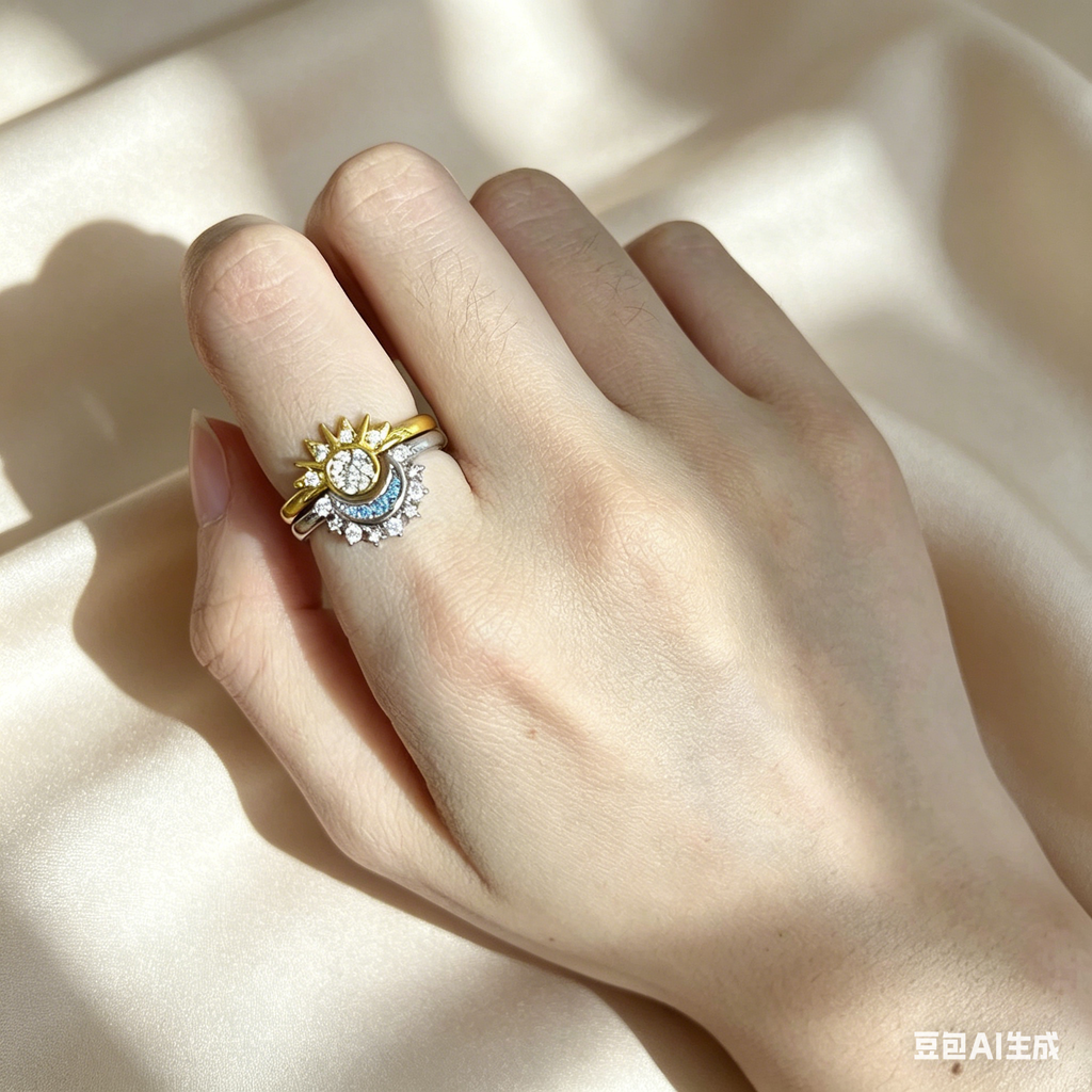 Sun & Moon Adjustable Ring Set