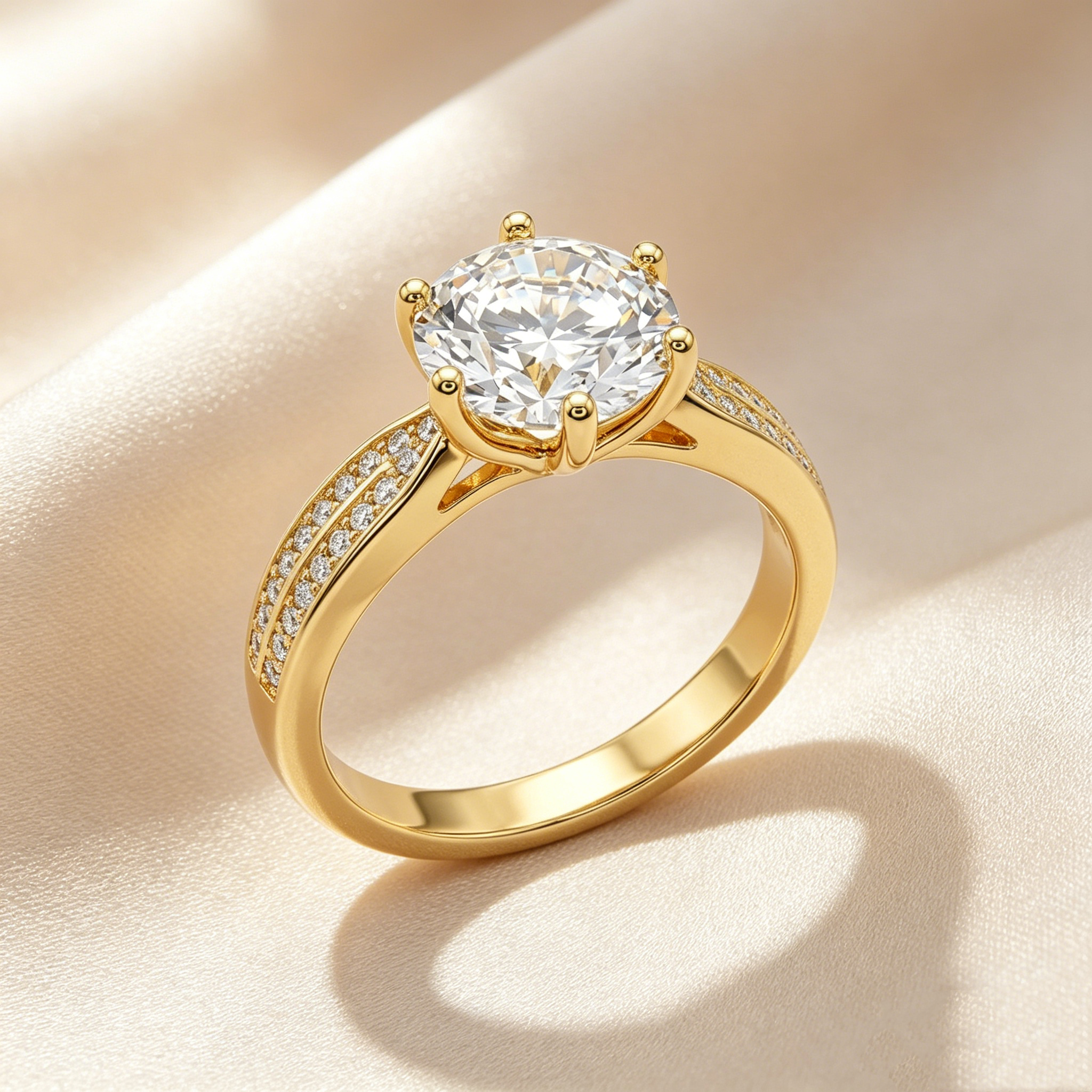 Classic Six-Prong Moissanite Ring Set