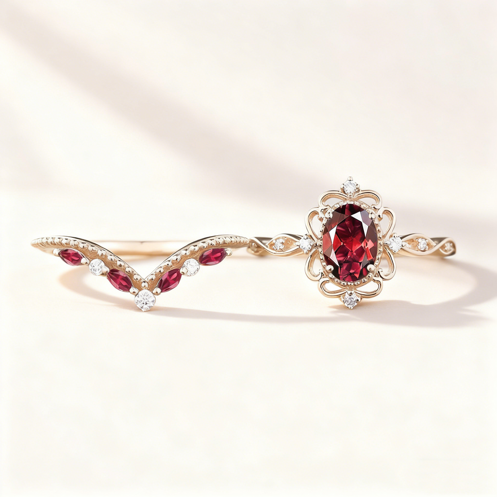 Red Sapphire Stackable Ring Set