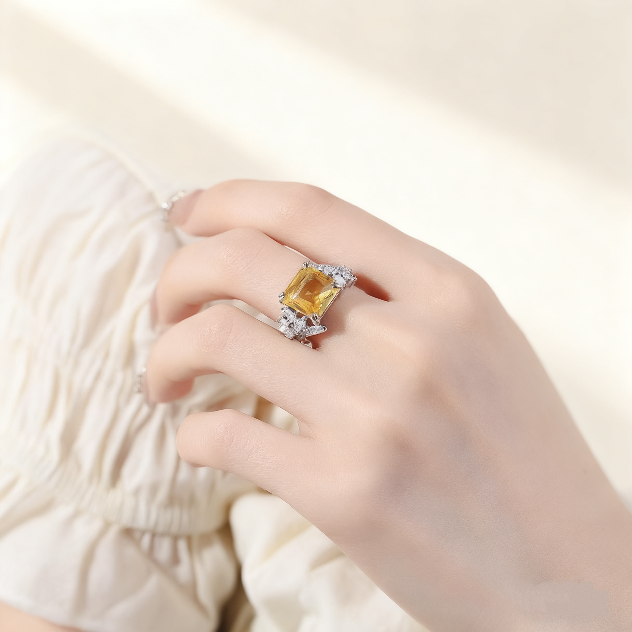 Dazzling Yellow & Pink Crystal Ring