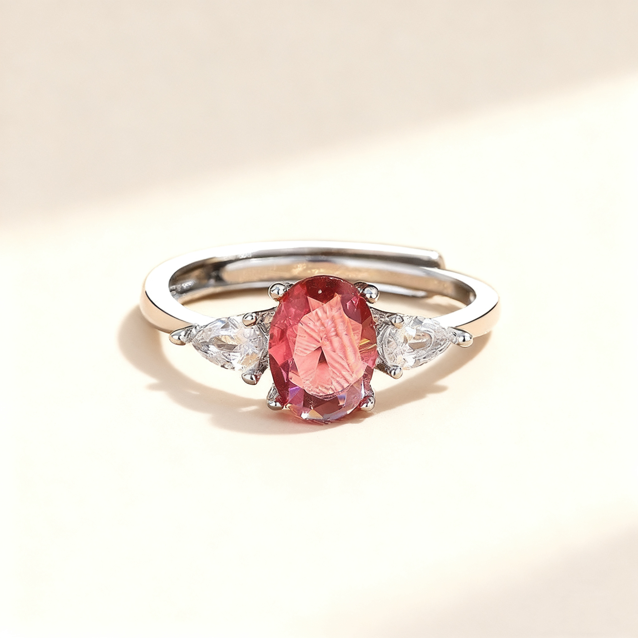 Oval-Cut Crystal Ring