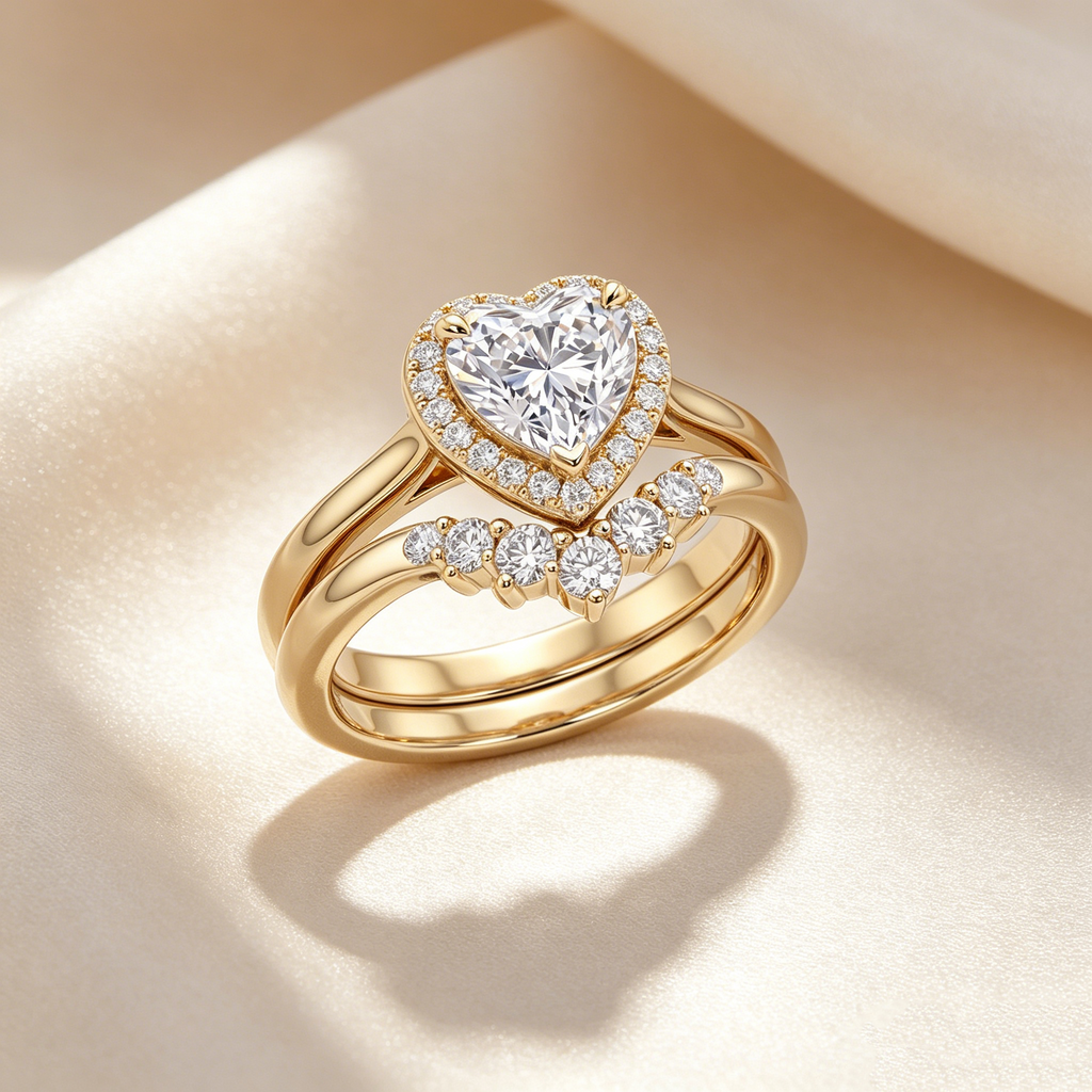 Heart Halo Ring Set