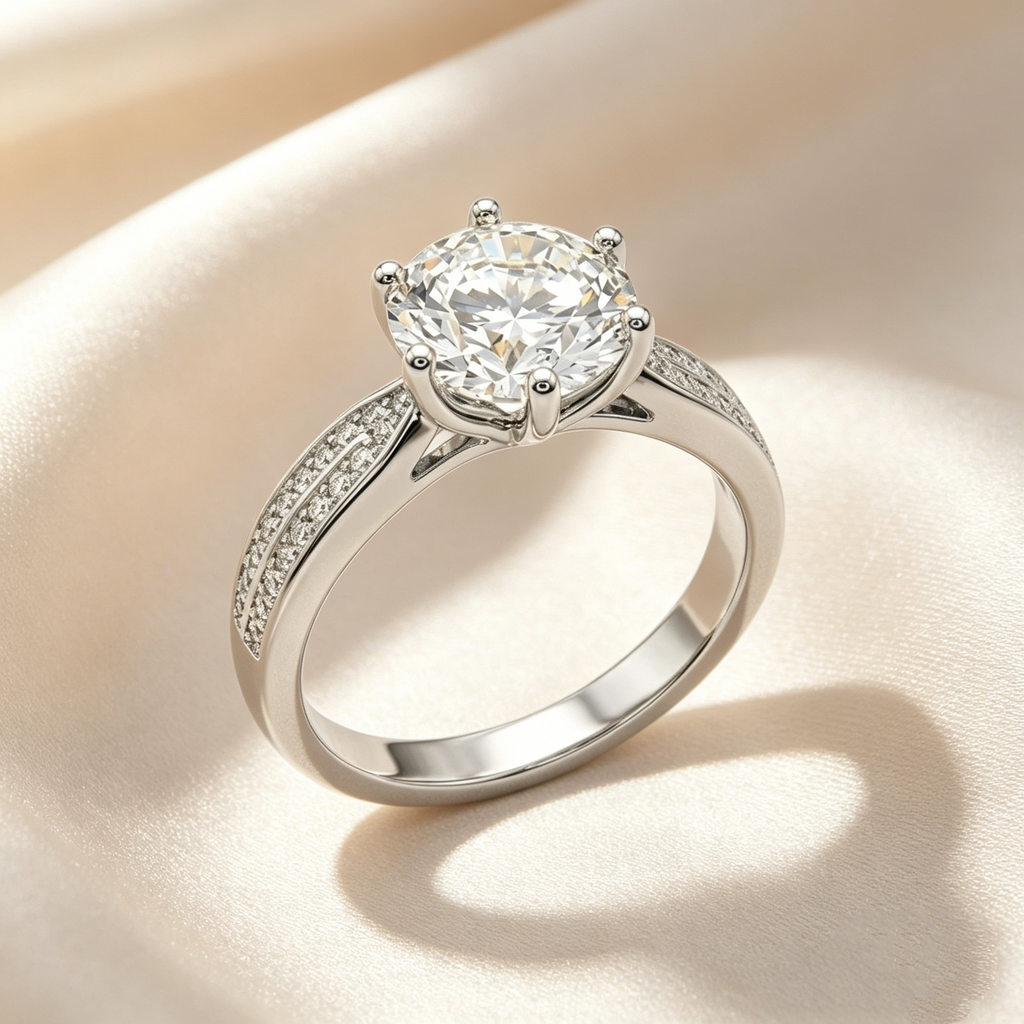 Classic Six-Prong Moissanite Ring Set