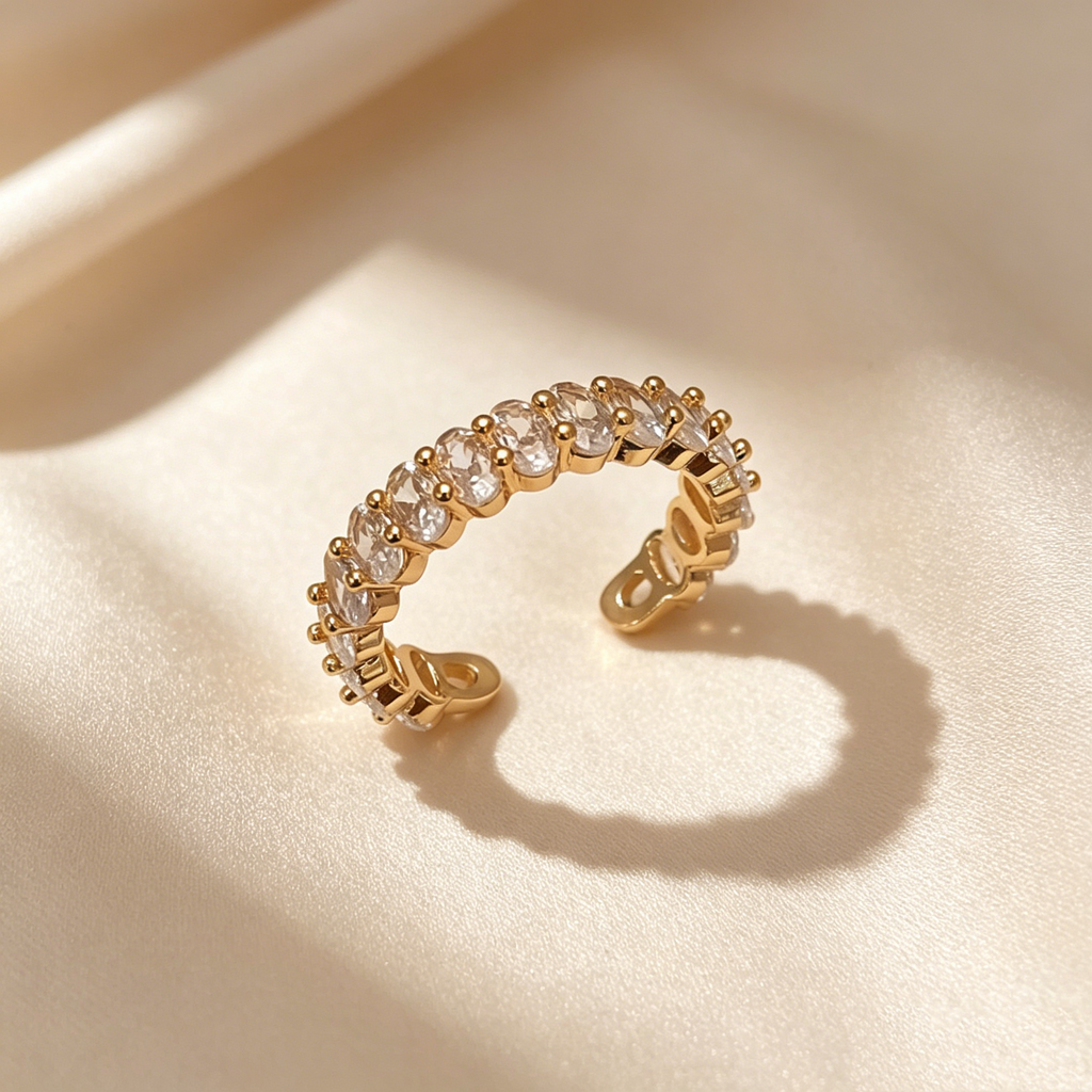 Oval Moissanite Half Eternity Ring