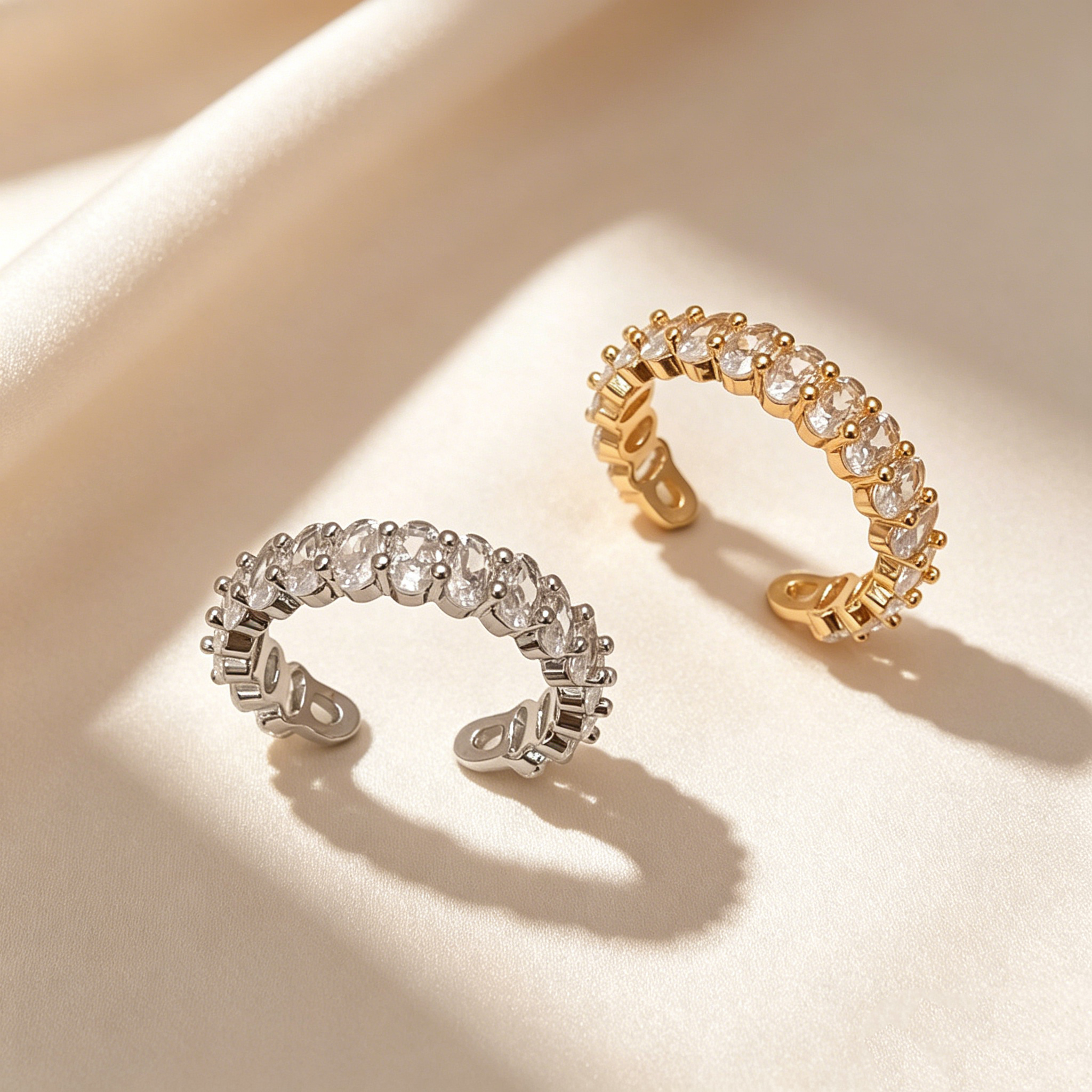 Oval Moissanite Half Eternity Ring