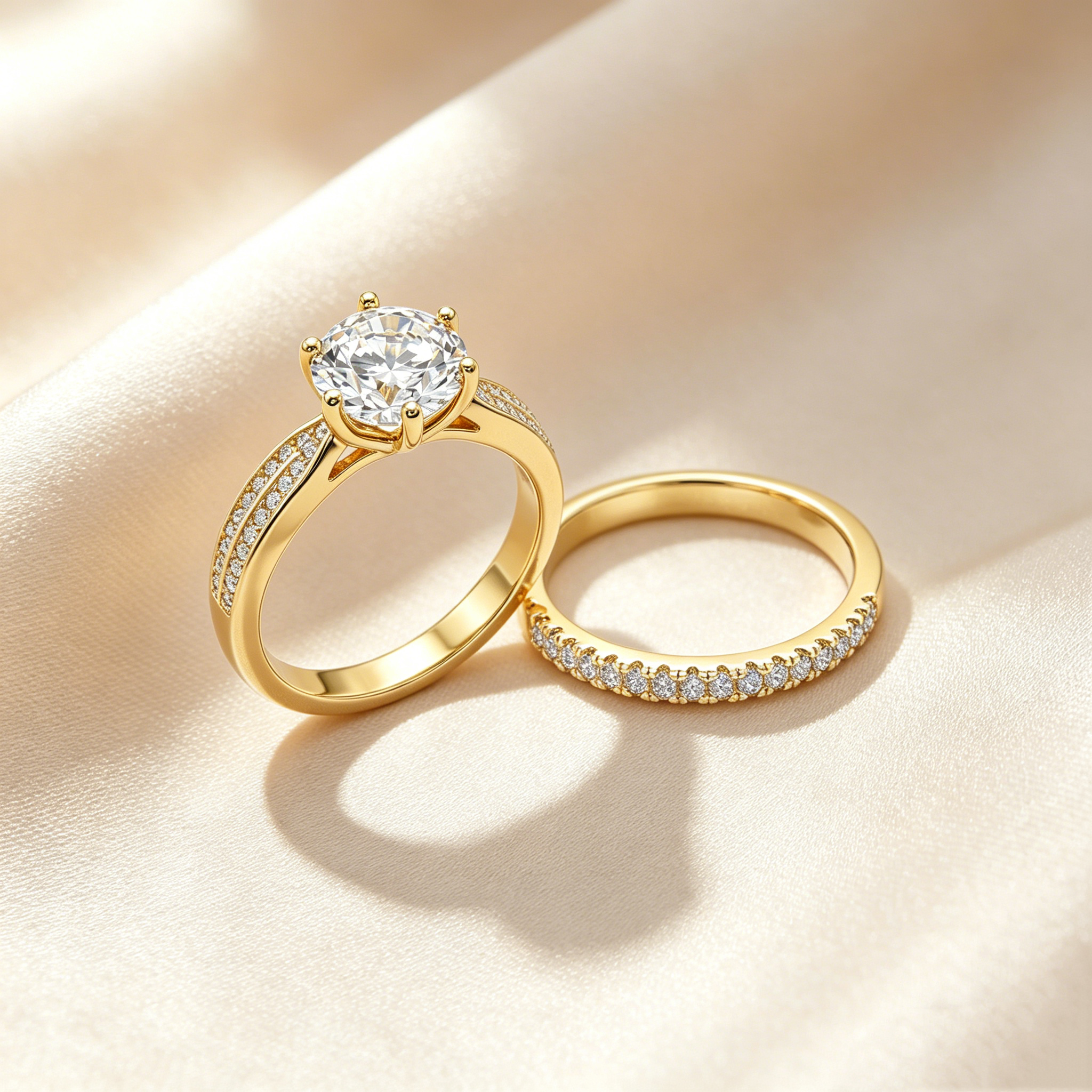 Classic Six-Prong Moissanite Ring Set