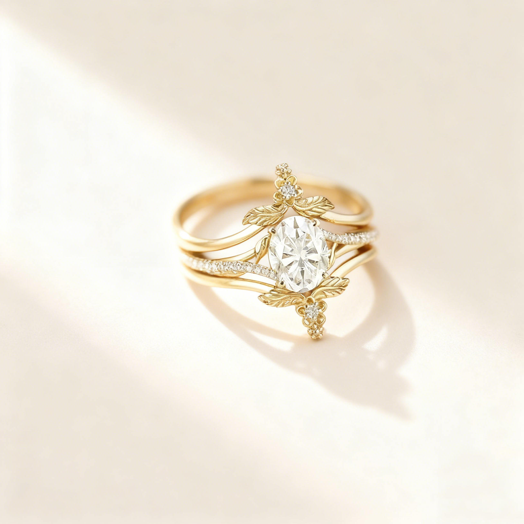 Gold Flower Stackable Ring Set