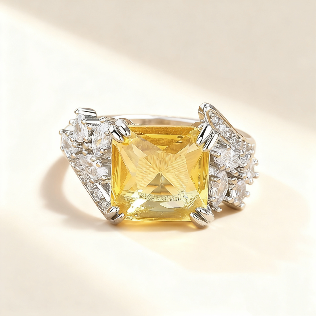 Dazzling Yellow & Pink Crystal Ring