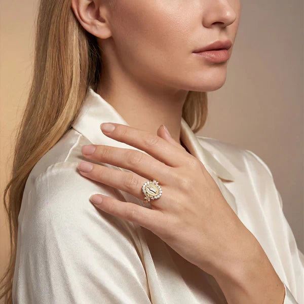 Virgin Mary Moissanite Halo Ring