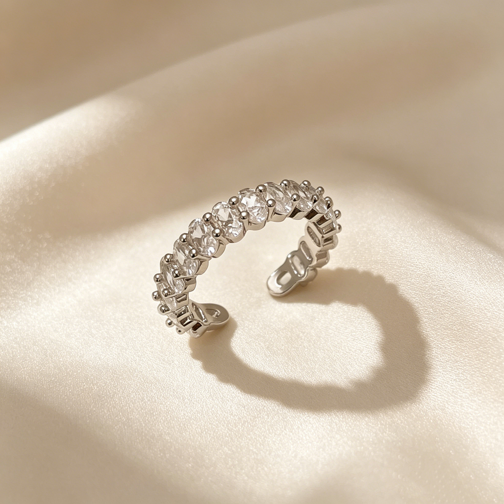Oval Moissanite Half Eternity Ring