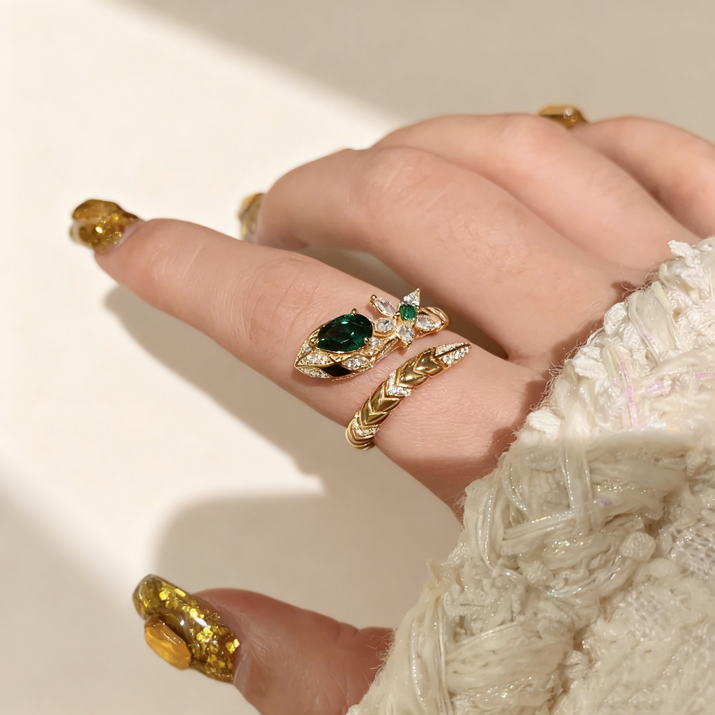 Emerald Serpent Ring
