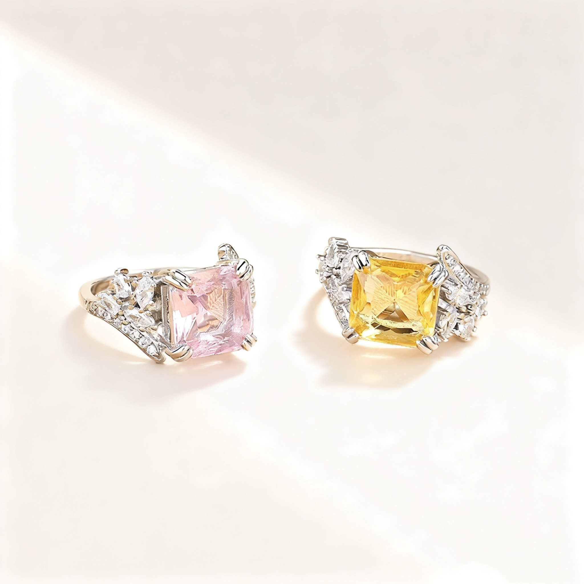 Dazzling Yellow & Pink Crystal Ring