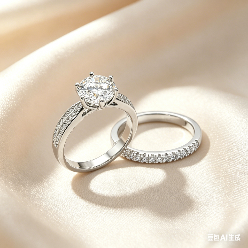 Classic Six-Prong Moissanite Ring Set