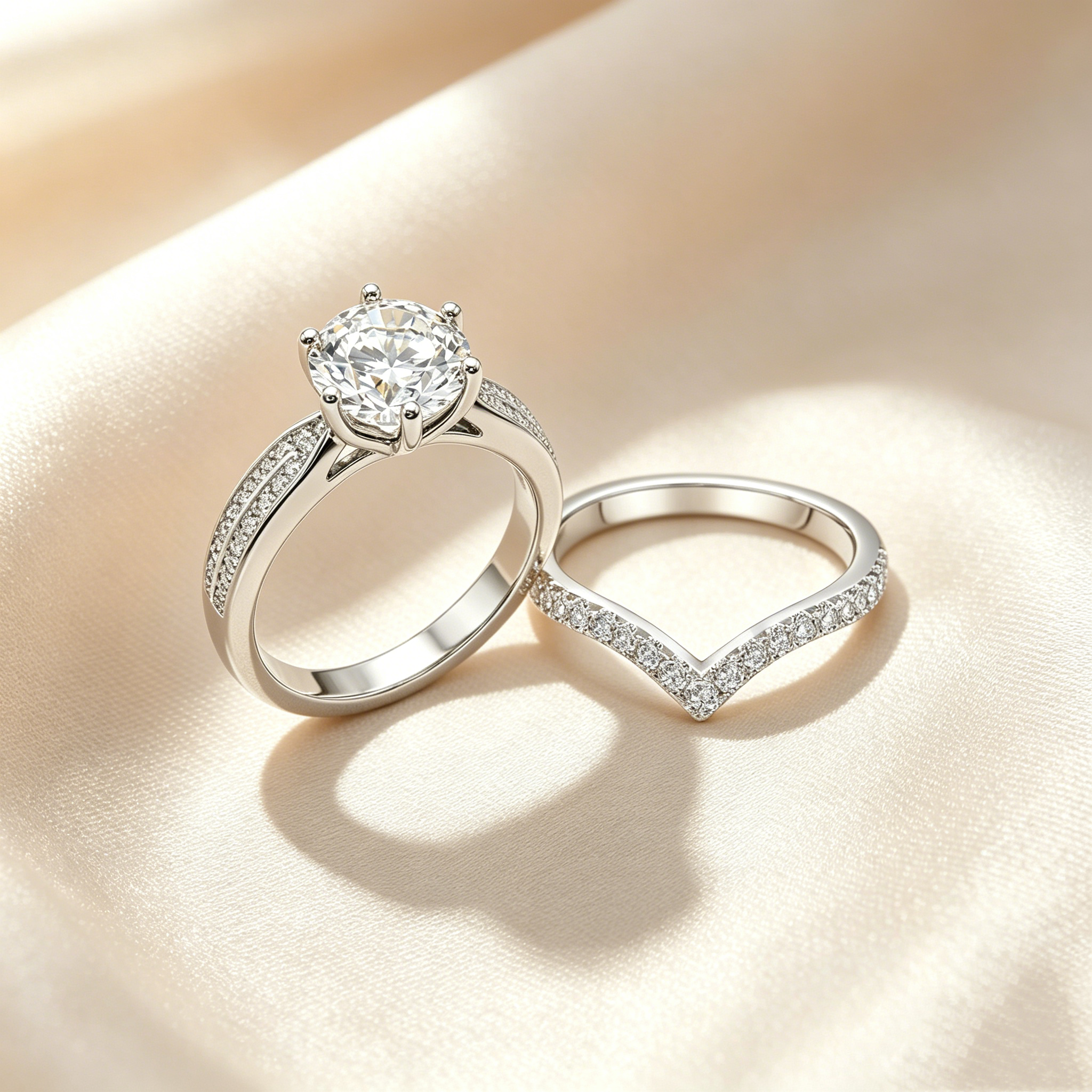 Classic Six-Prong Moissanite Ring Set
