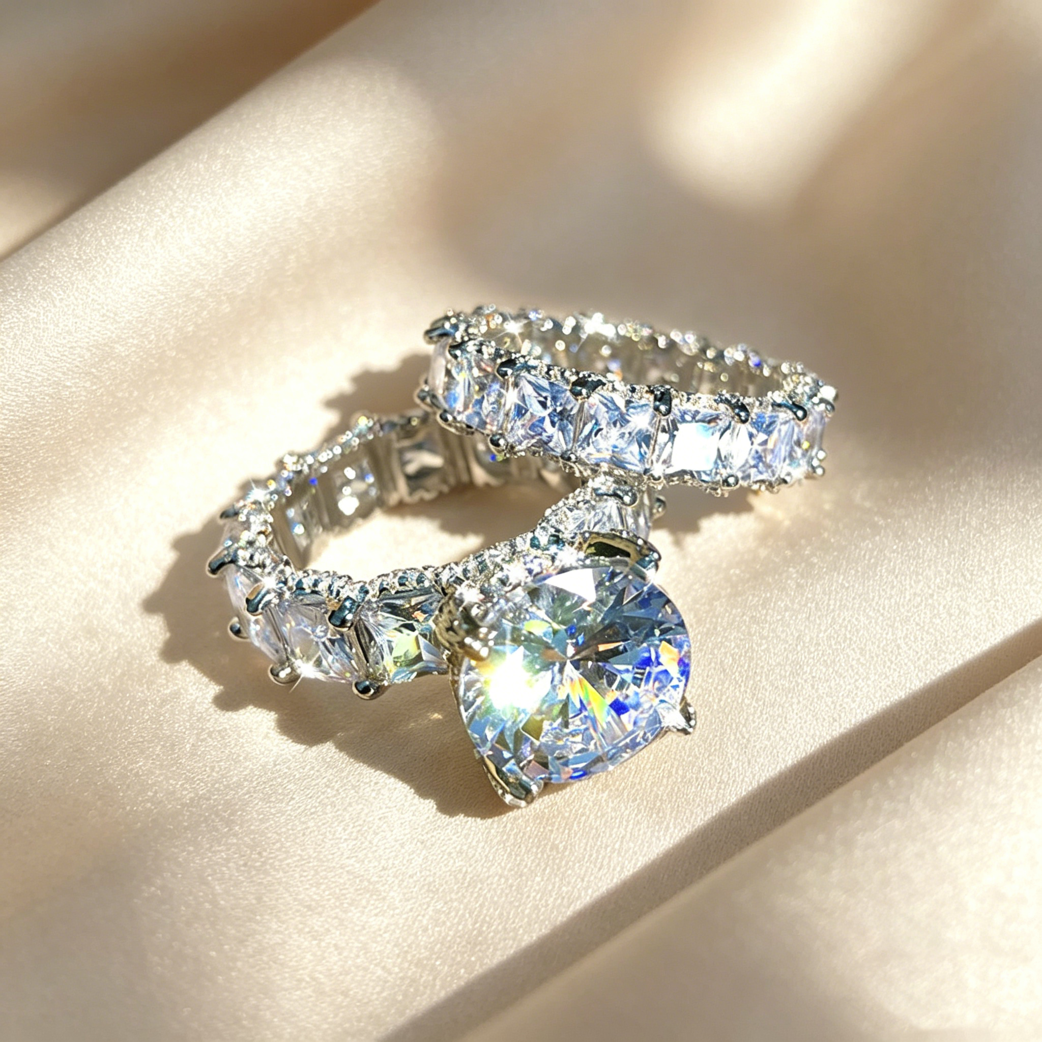 Round Stone Stackable Ring Set