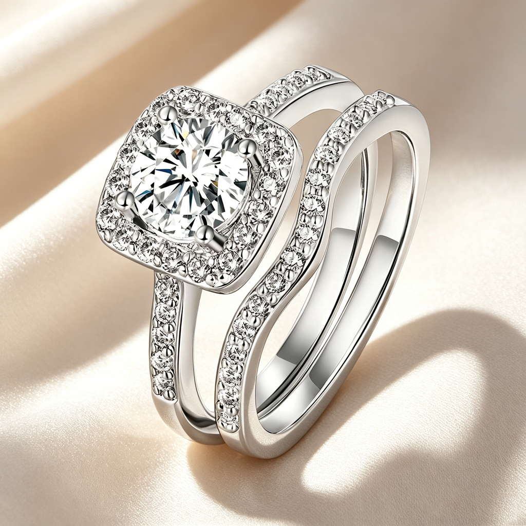Circular Halo Stackable Ring Set