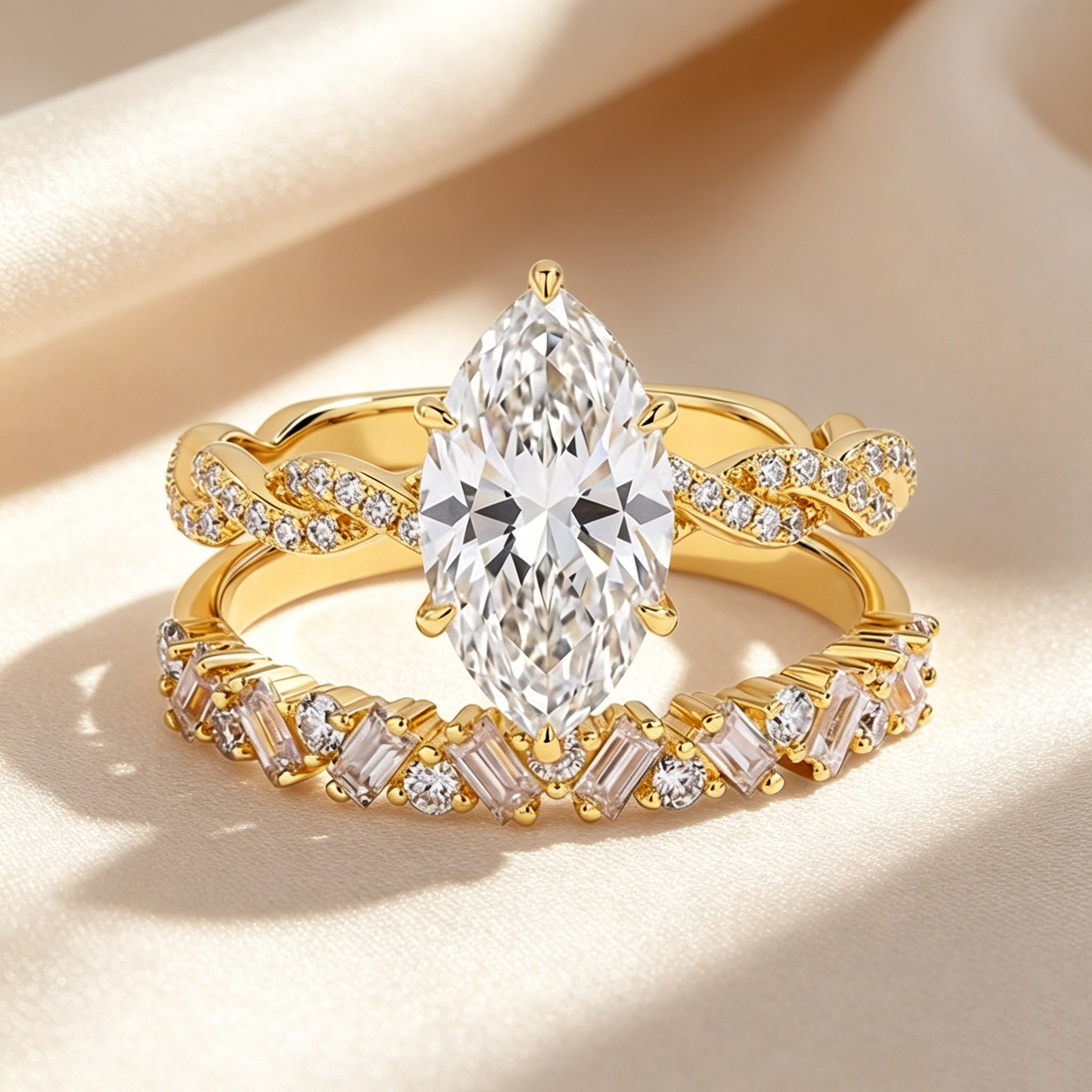 Marquise Cut Moissanite Ring