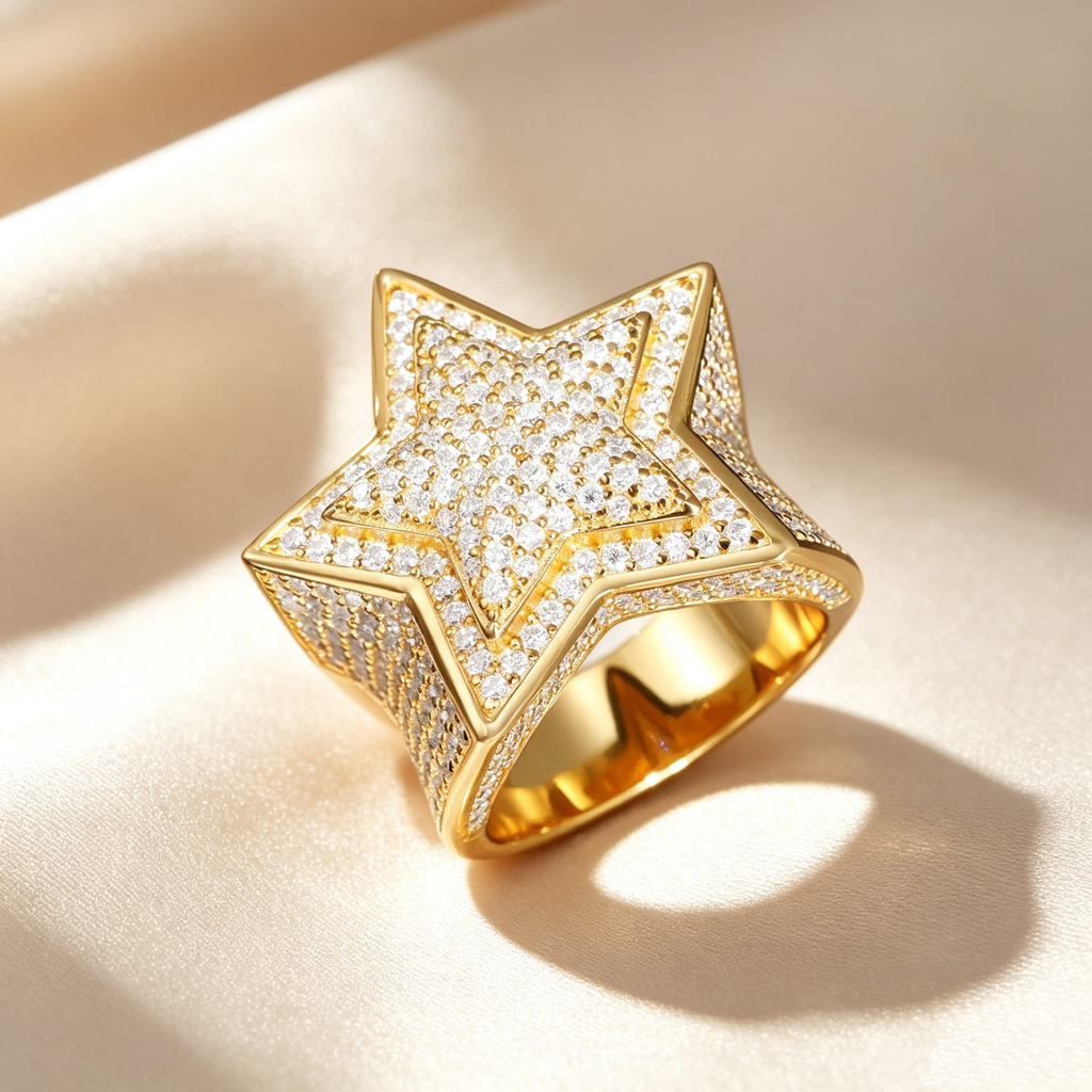 Luxury Five-Pointed Star Moissanite Ring