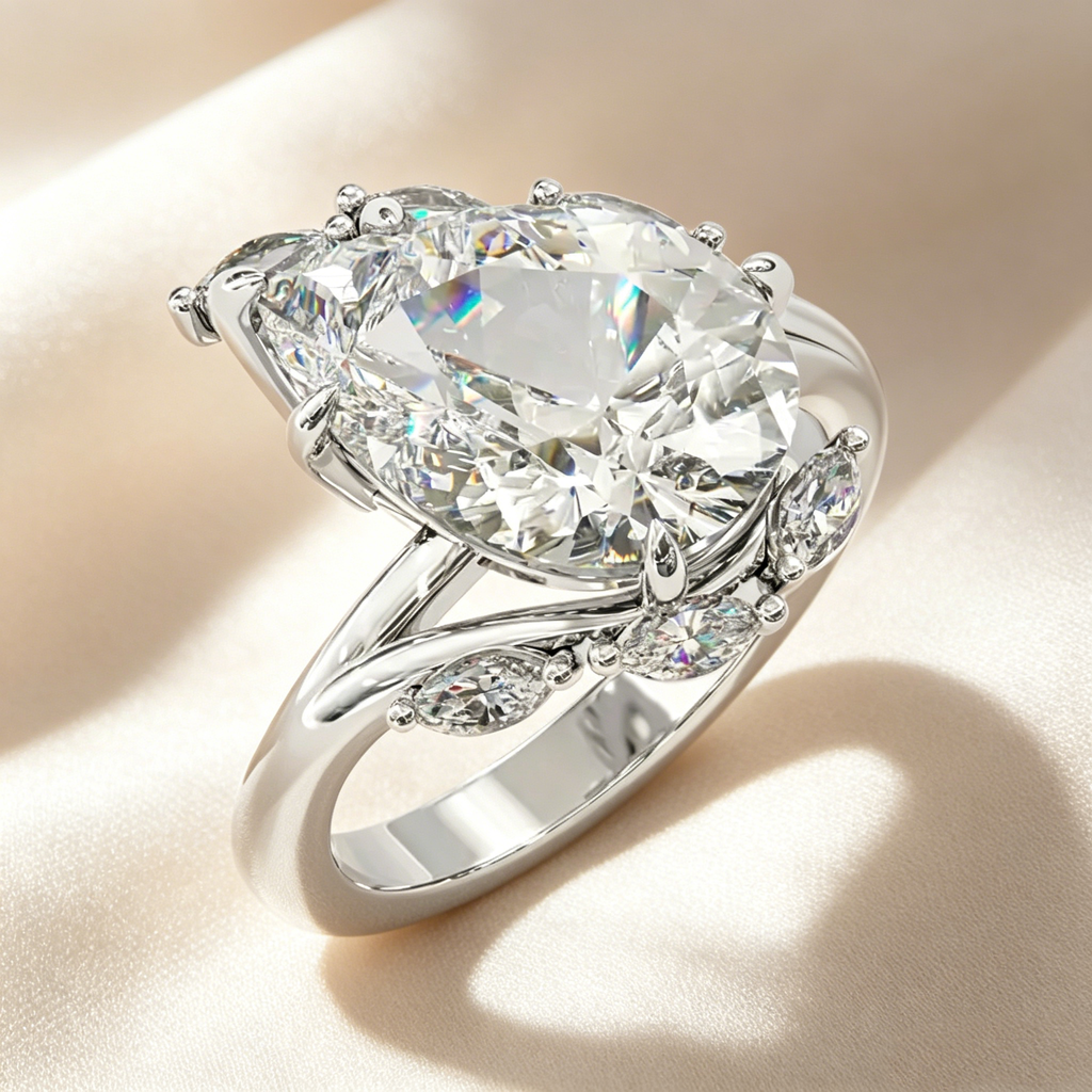 Pear-Shaped Cut Moissanite Ring