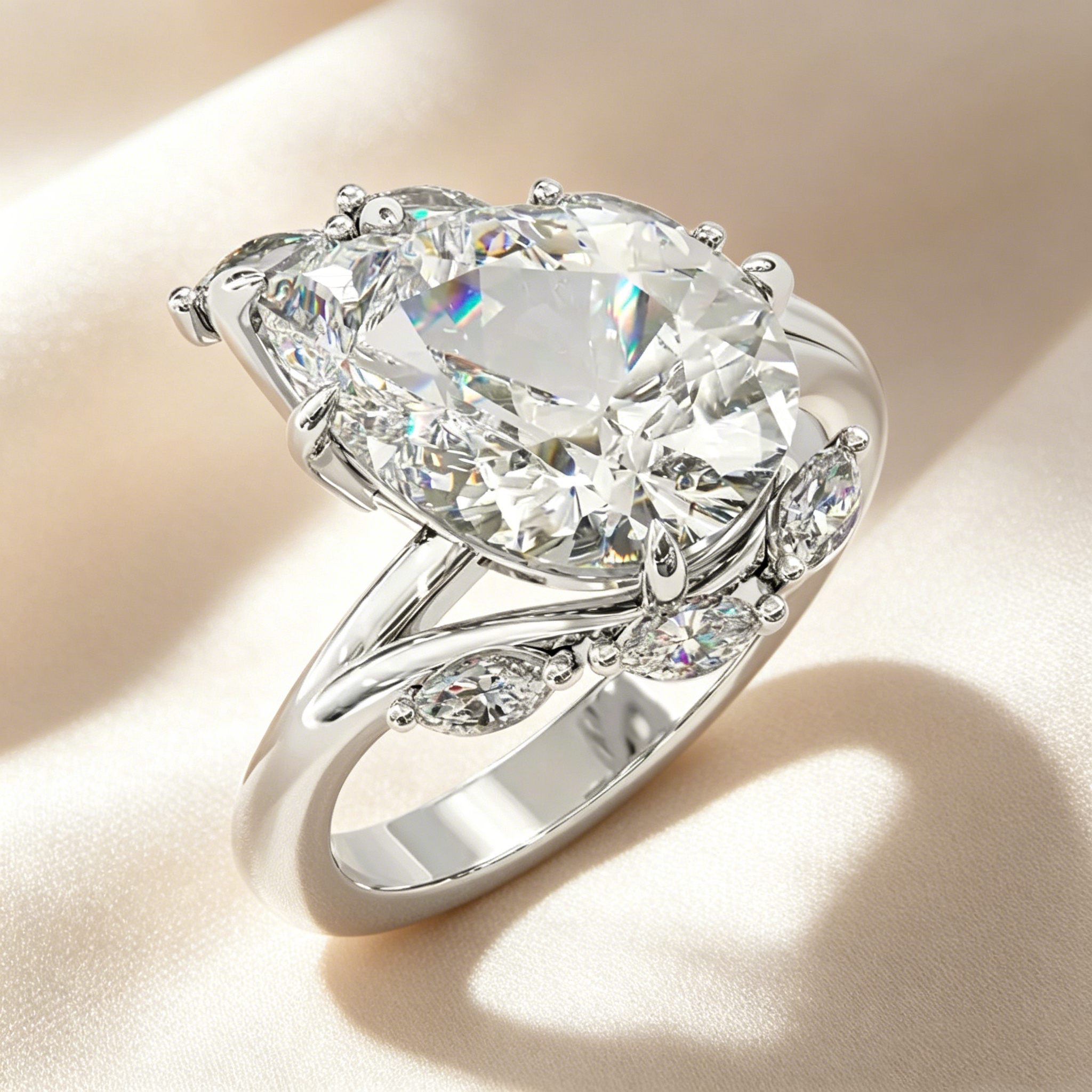 Pear-Shaped Cut Moissanite Ring