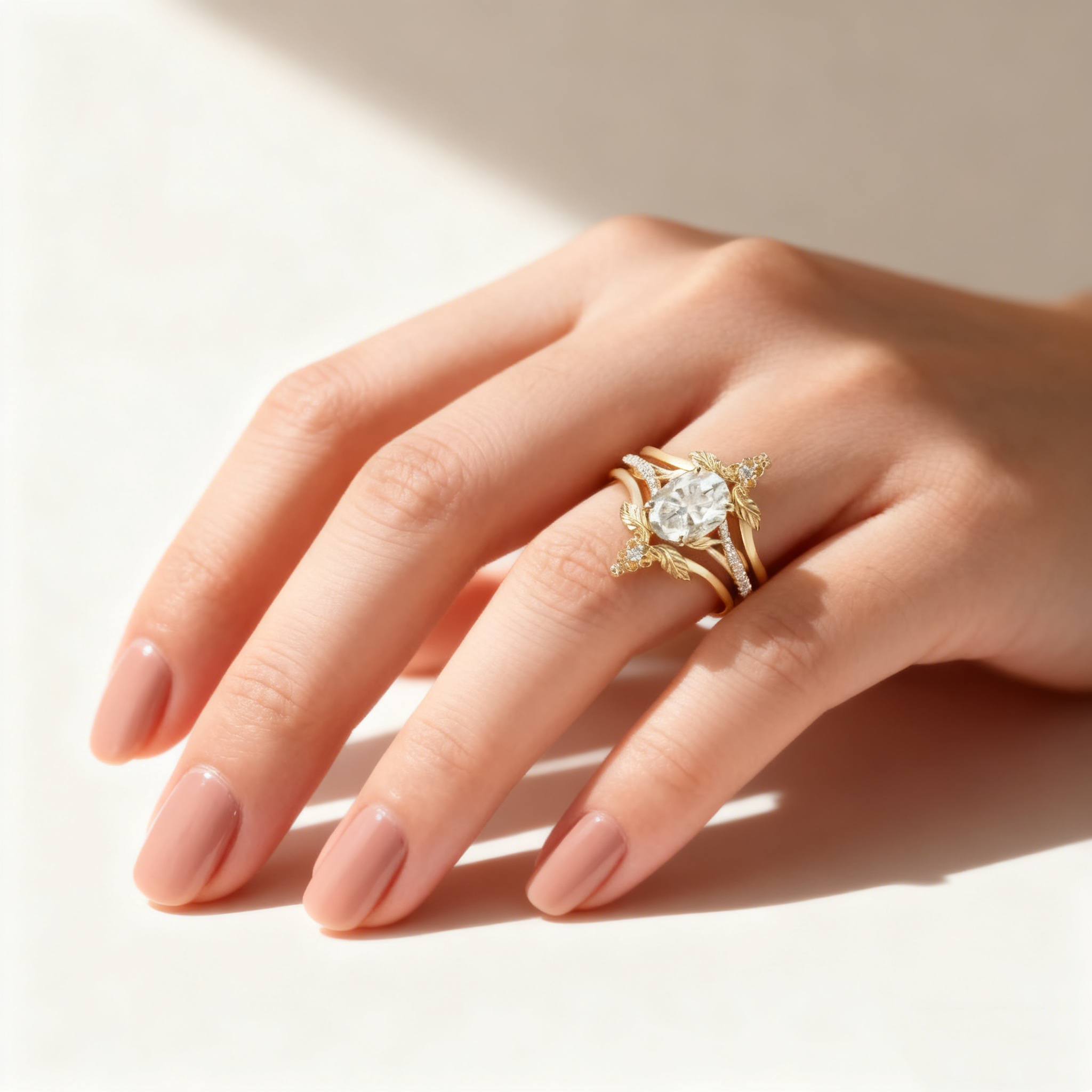 Gold Flower Stackable Ring Set