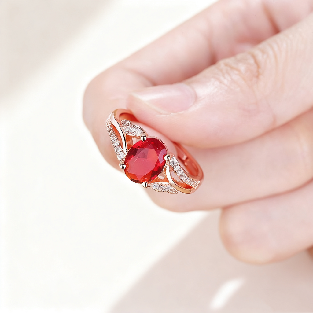 Red Ruby & Pavé Ring