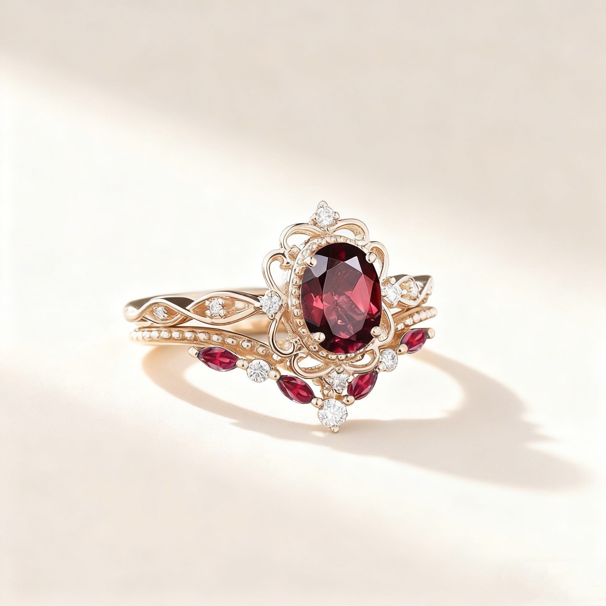 Red Sapphire Stackable Ring Set