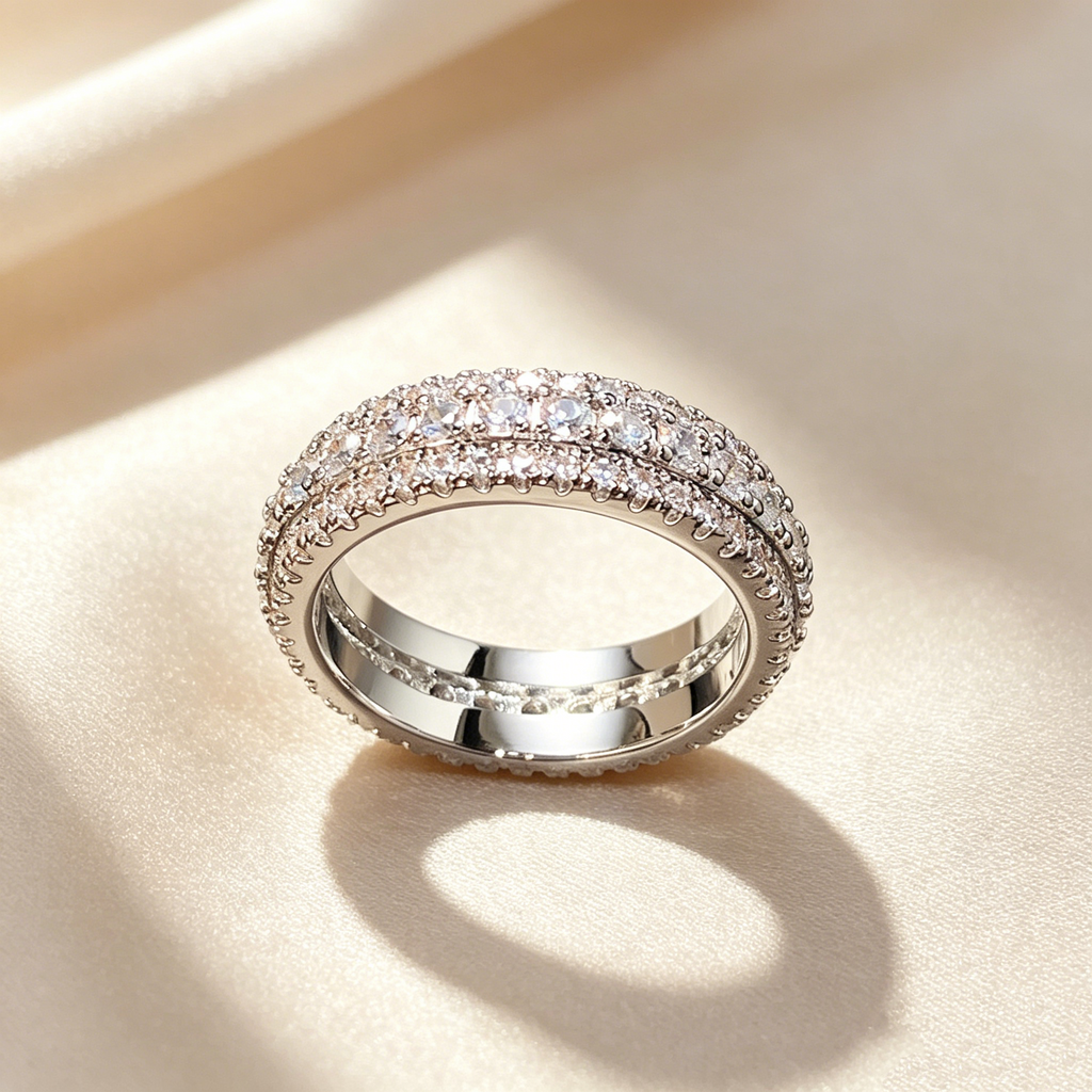 Light Luxury Sparkle Moissanite Ring Set