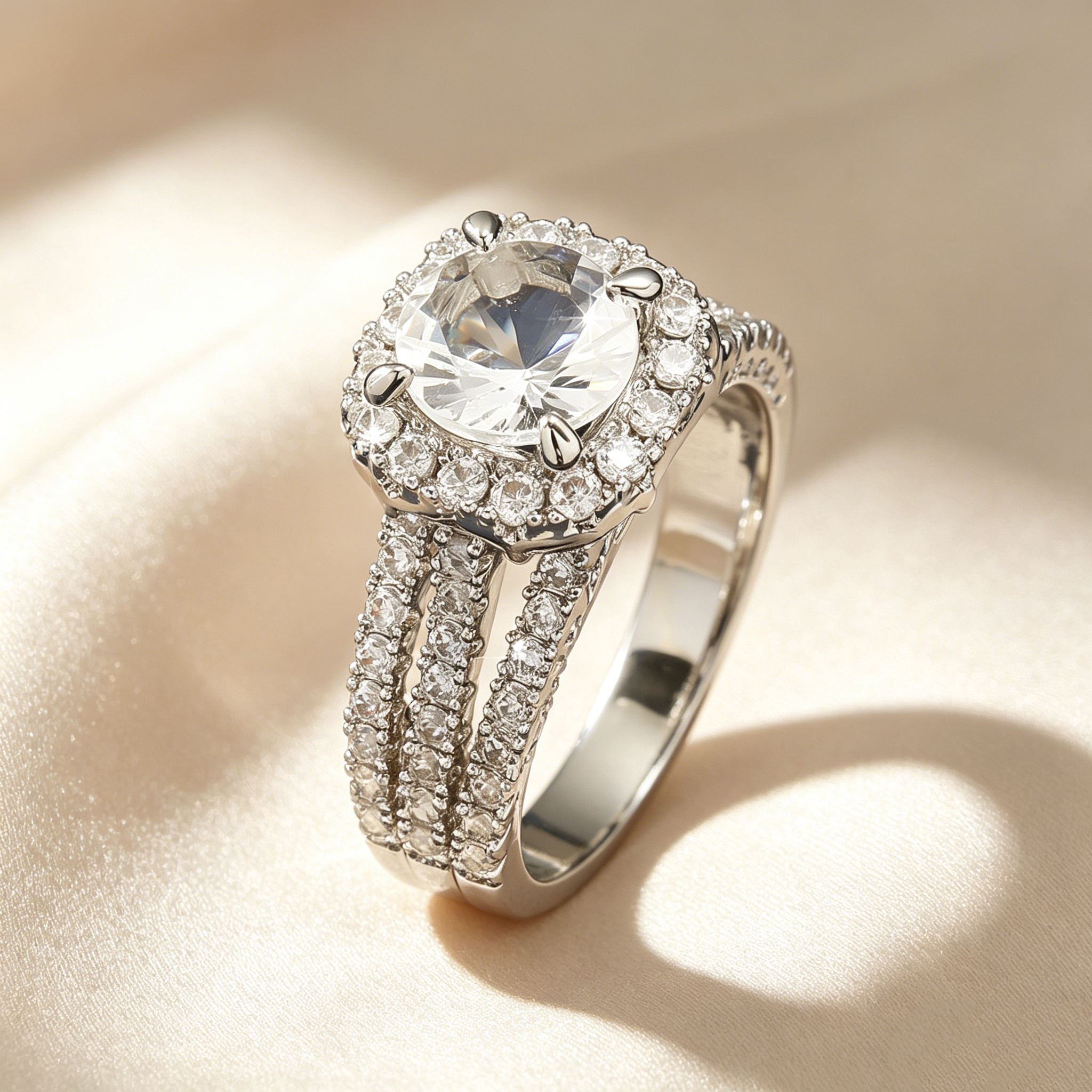 Light Luxury Sparkle Moissanite Ring Set