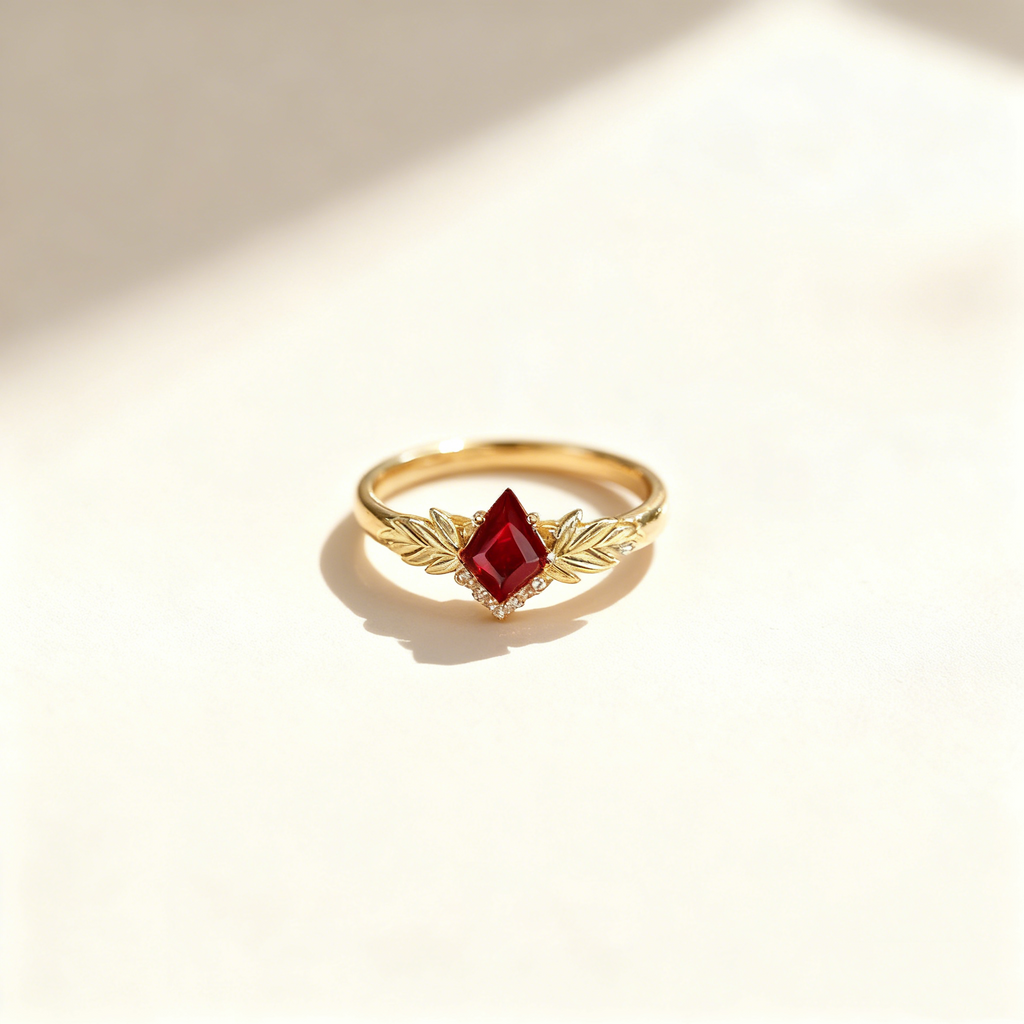 Red Sapphire & Diamond Couple Rings