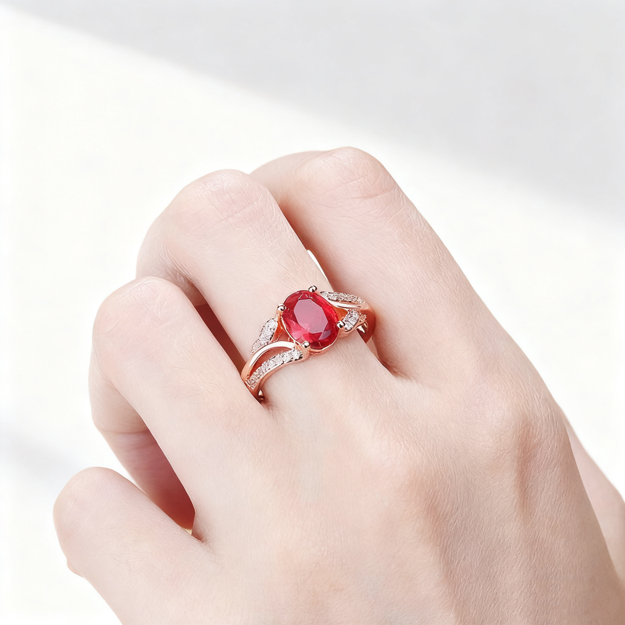 Red Ruby & Pavé Ring