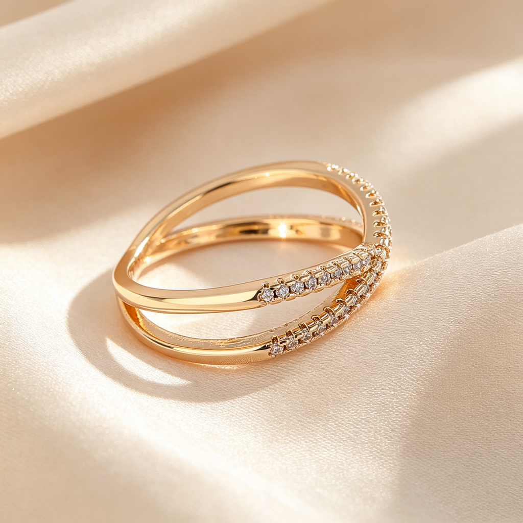 Crisscross Double Band Moissanite Ring