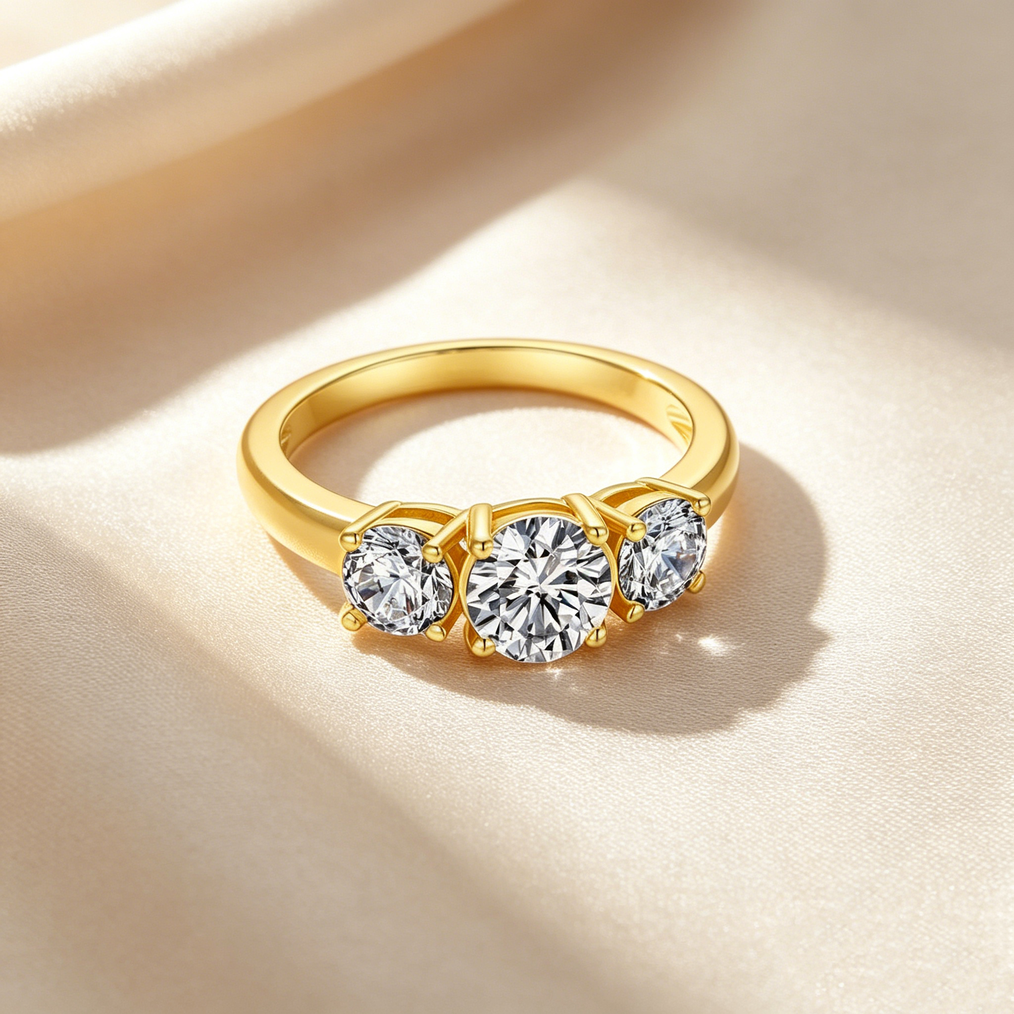 Three-Stone & Half Eternity Moissanite Ring