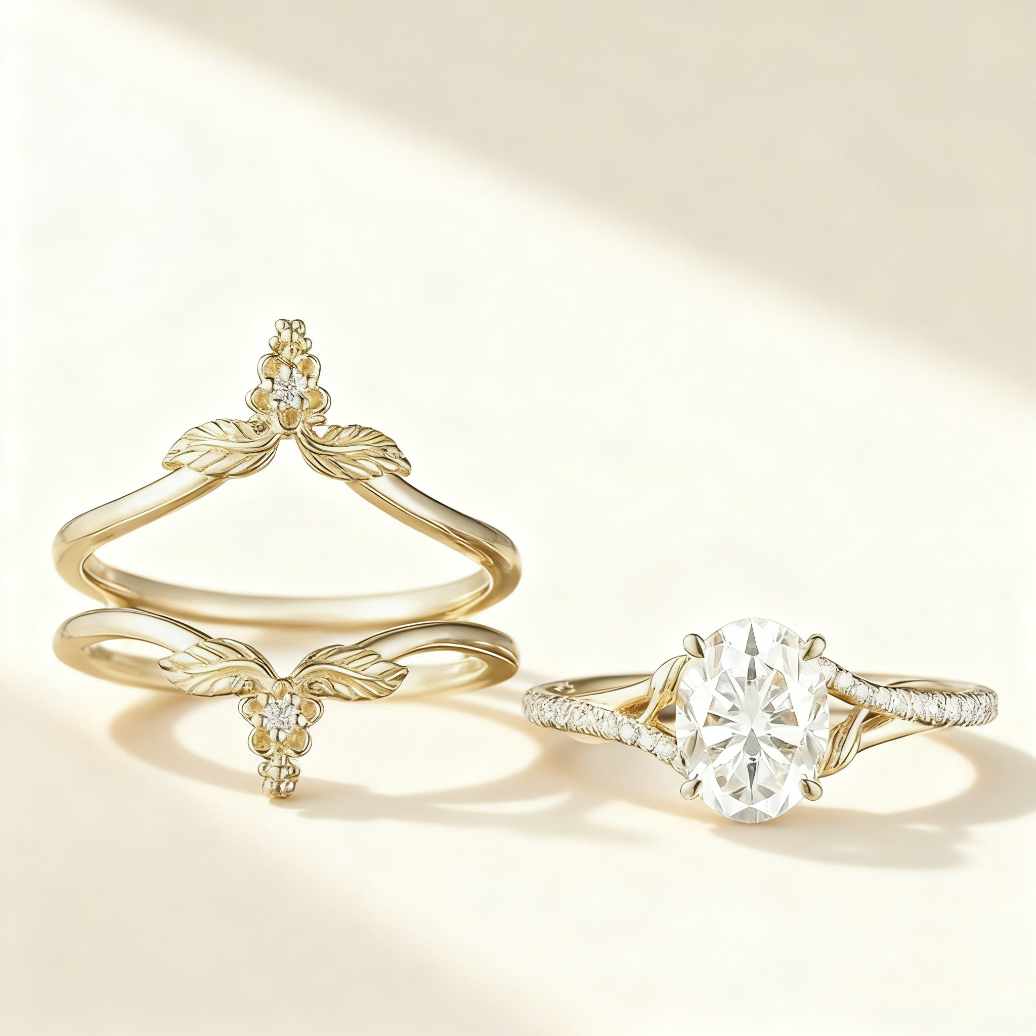 Gold Flower Stackable Ring Set