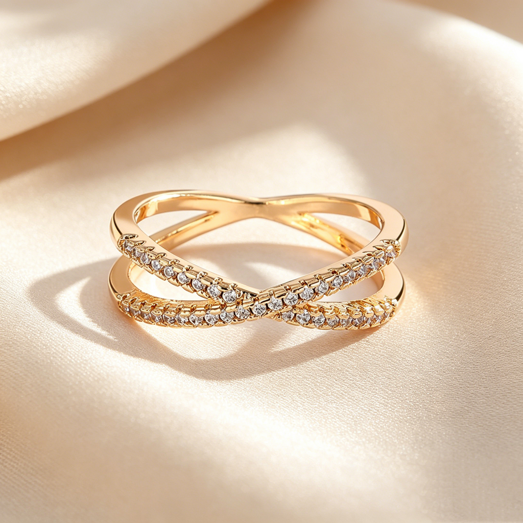 Crisscross Double Band Moissanite Ring