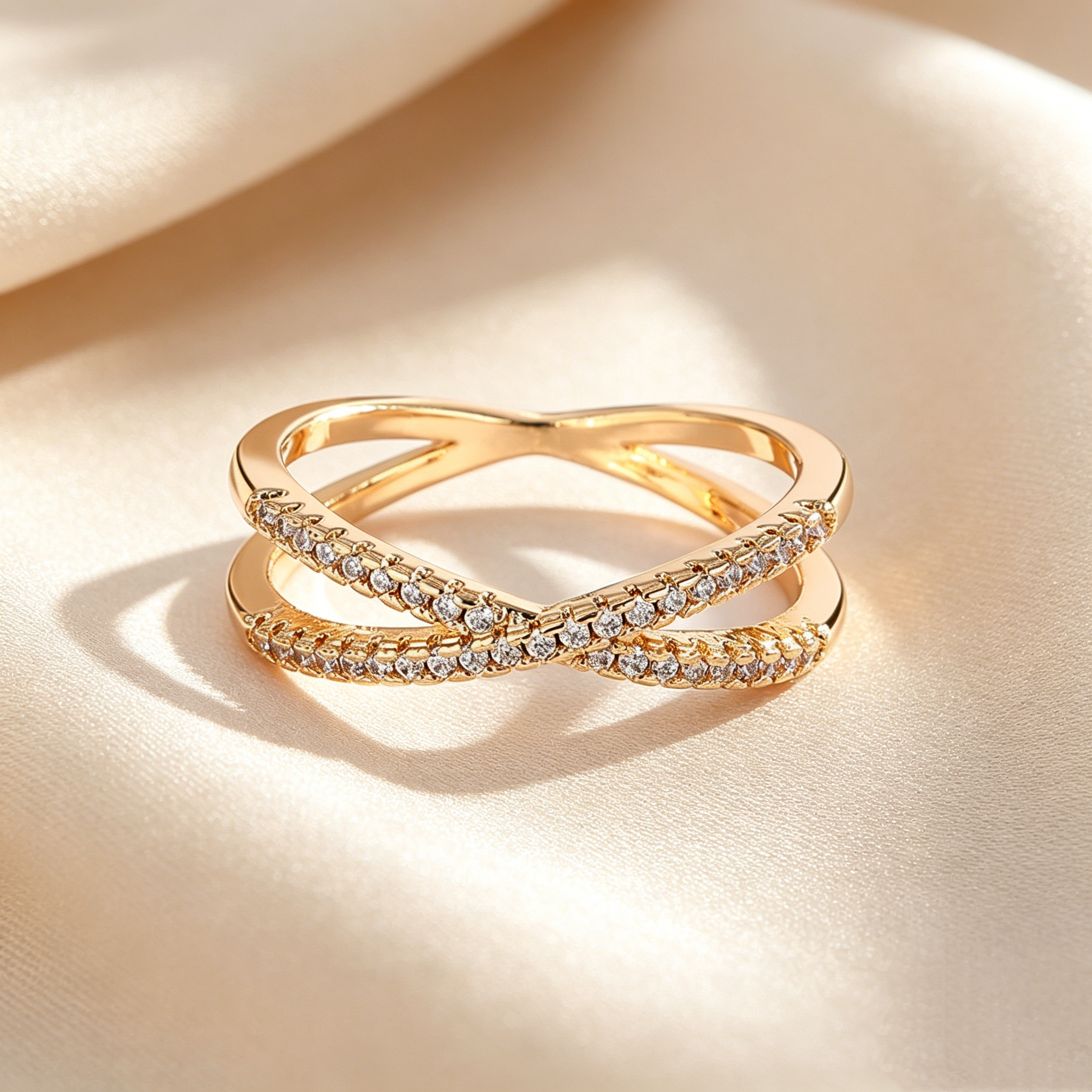 Crisscross Double Band Moissanite Ring