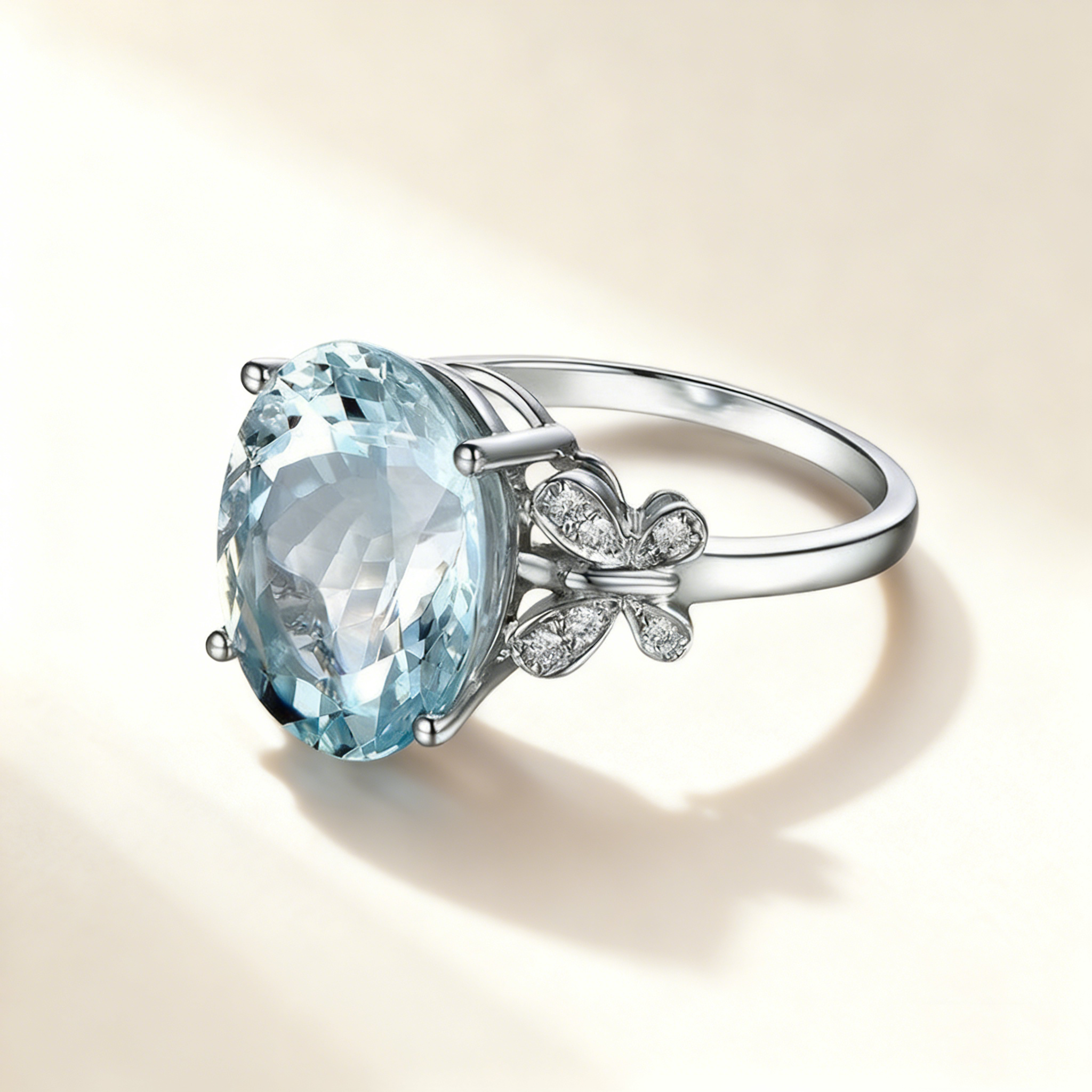 Blue Sapphire Diamond-Accented Butterfly Ring