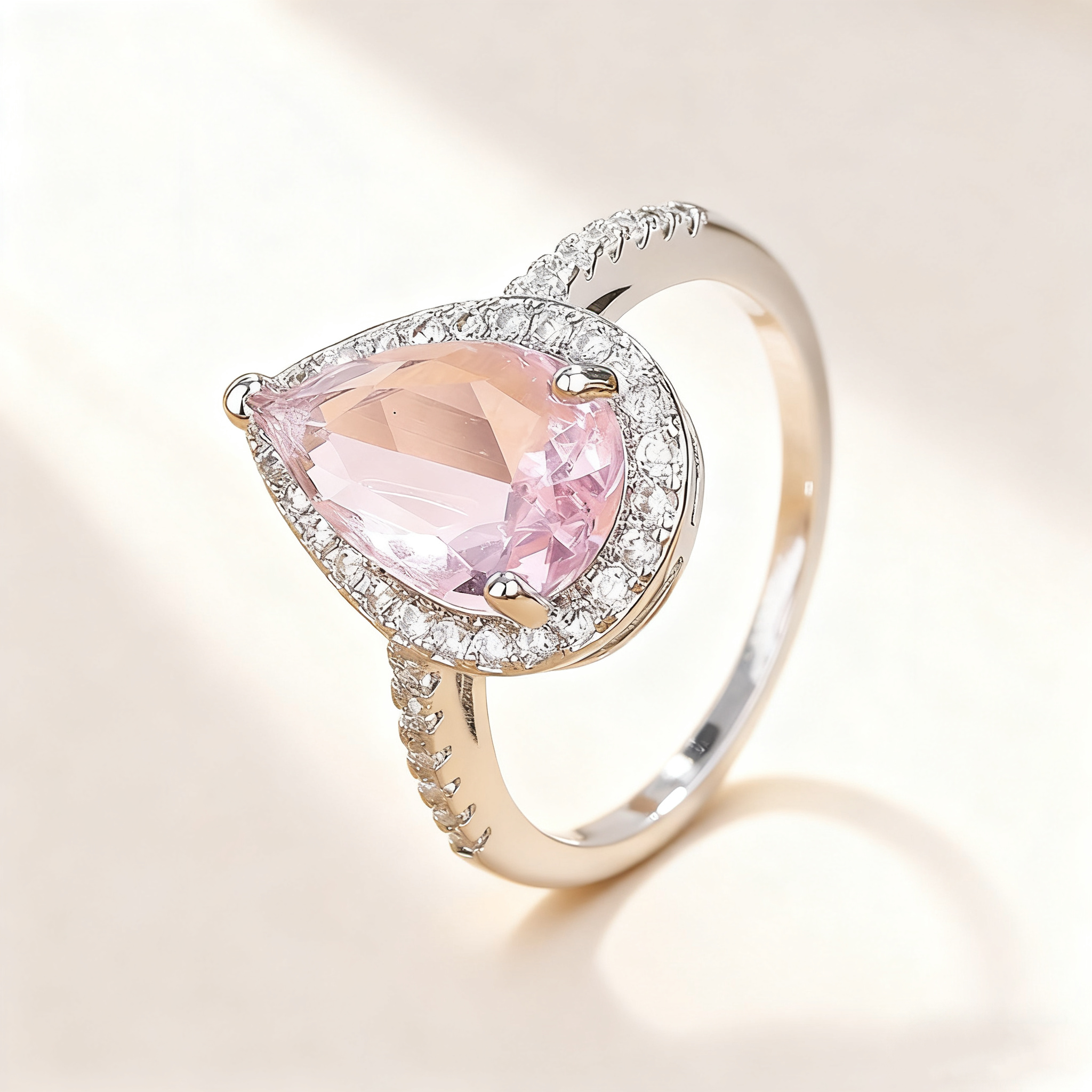 Pink Crystal Pavé Ring