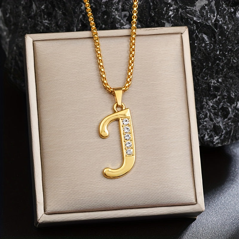 Crystal Accent Initial Necklace | Gold