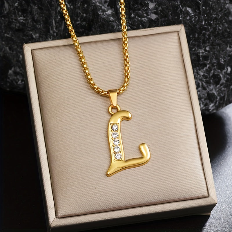Crystal Accent Initial Necklace | Gold