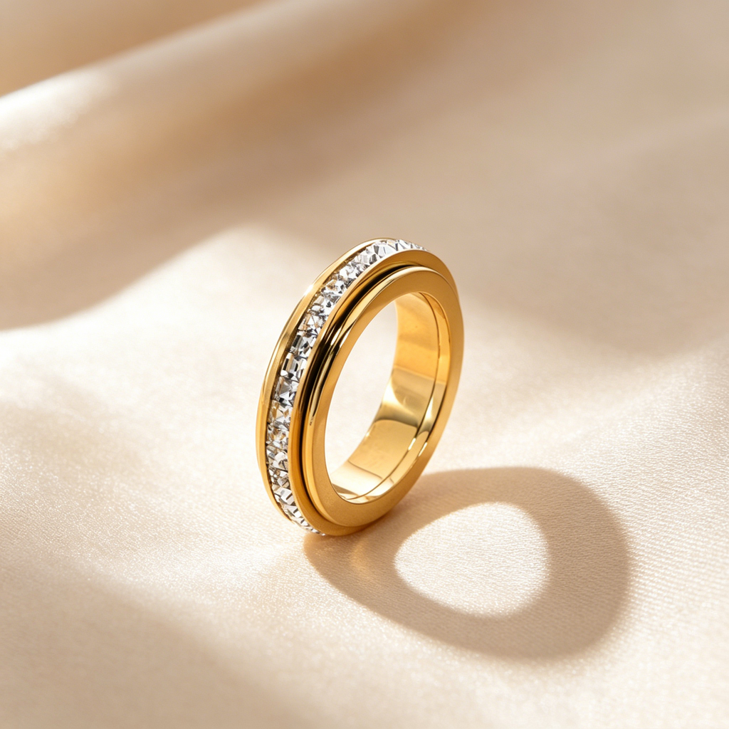Rotating Triple Band Moissanite Anxiety Ring