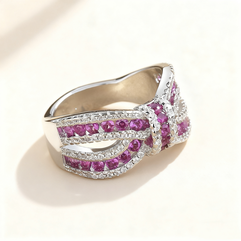Pavé Amethyst & Diamond Bow Ring