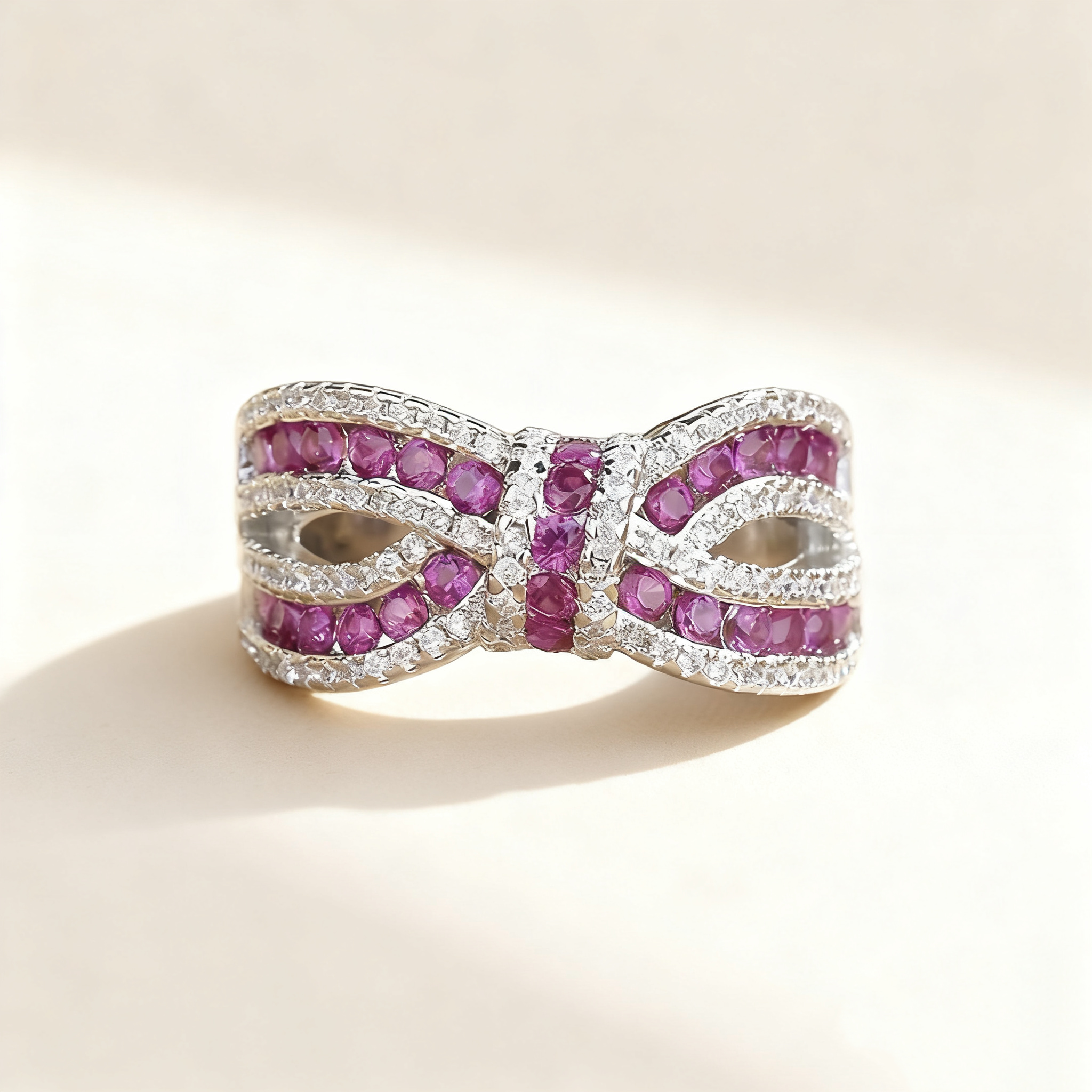 Pavé Amethyst & Diamond Bow Ring