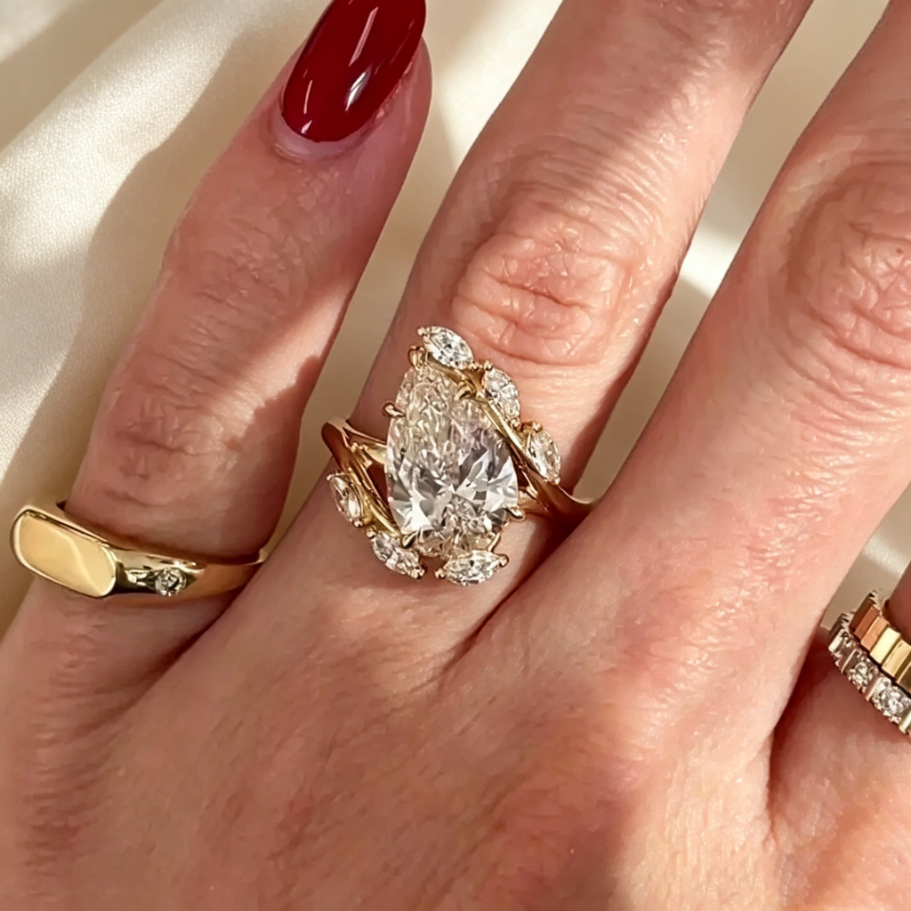 Pear-Shaped Cut Moissanite Ring