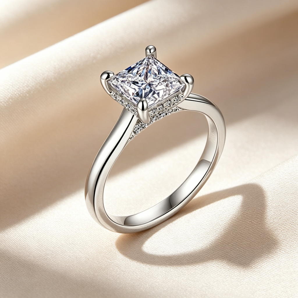 Princess Cut Moissanite Ring Set